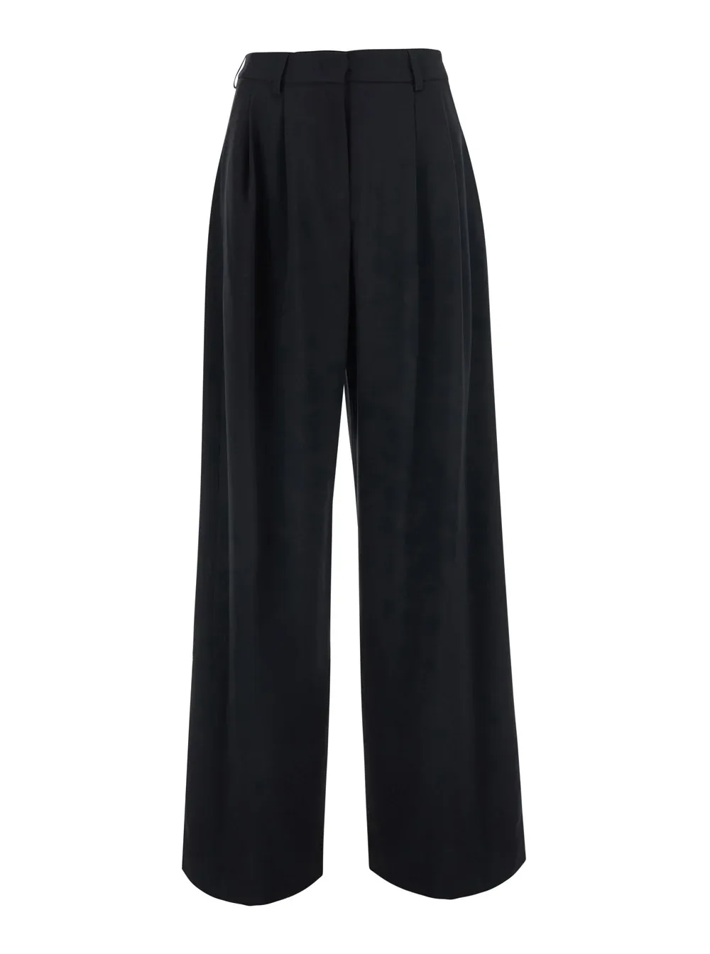 Wool-Blend Front Pleat Trousers
