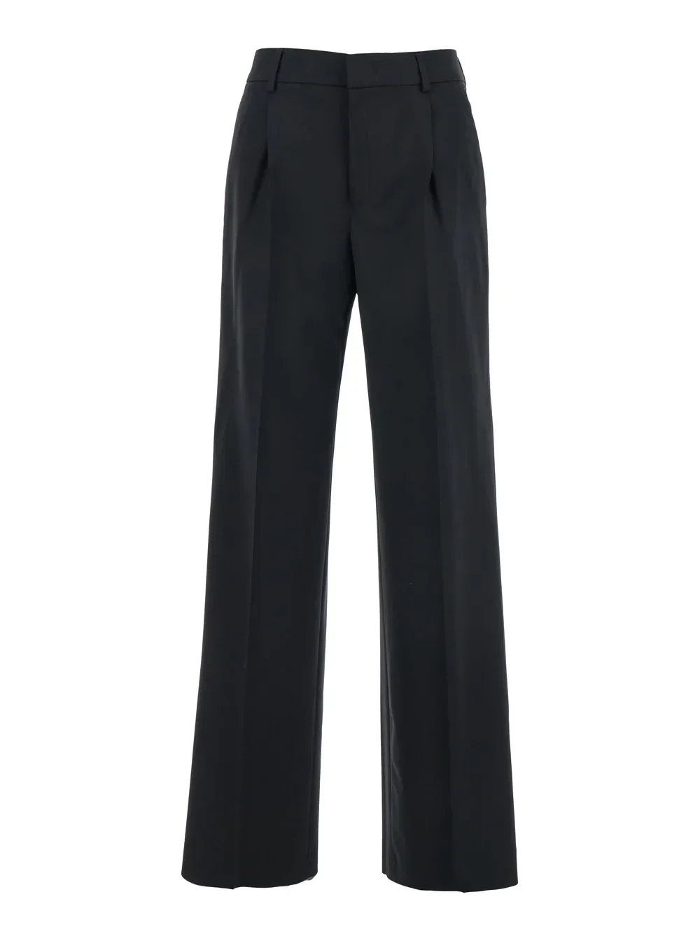 High-Waisted Wool Blend Trousers