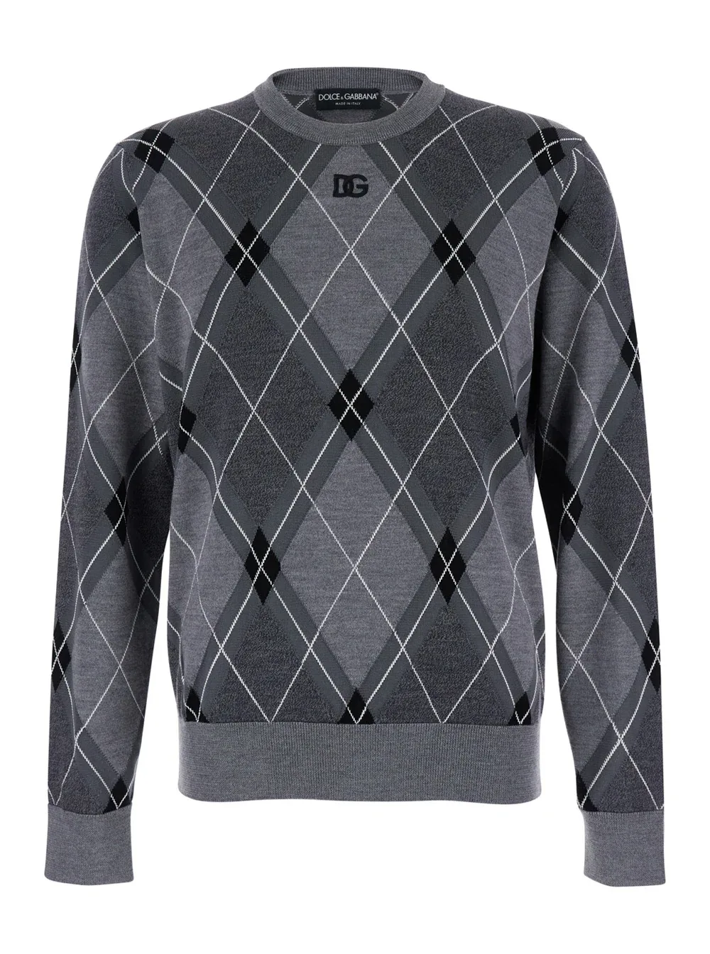 Diamond-Patterned Virgin Wool Sweater by Dolce & Gabbana