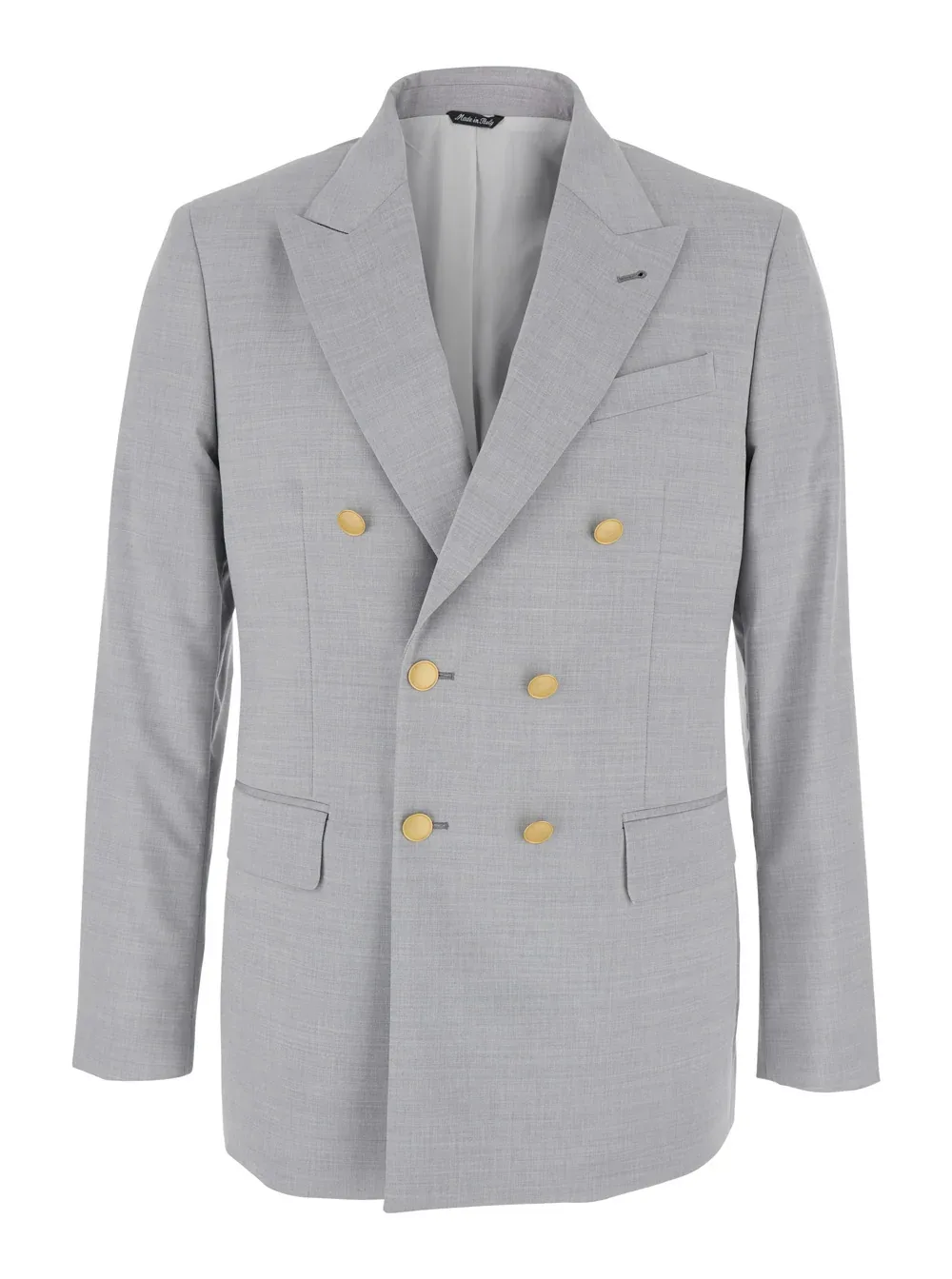 Double-Breasted Peak Lapel Virgin Wool Blazer by Reveres 1949