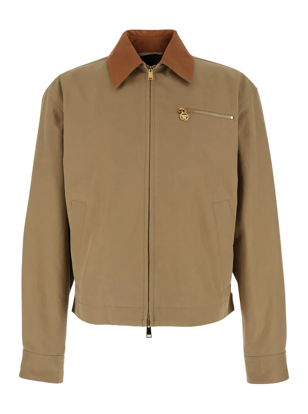 Leather Collar Cotton Jacket by Versace