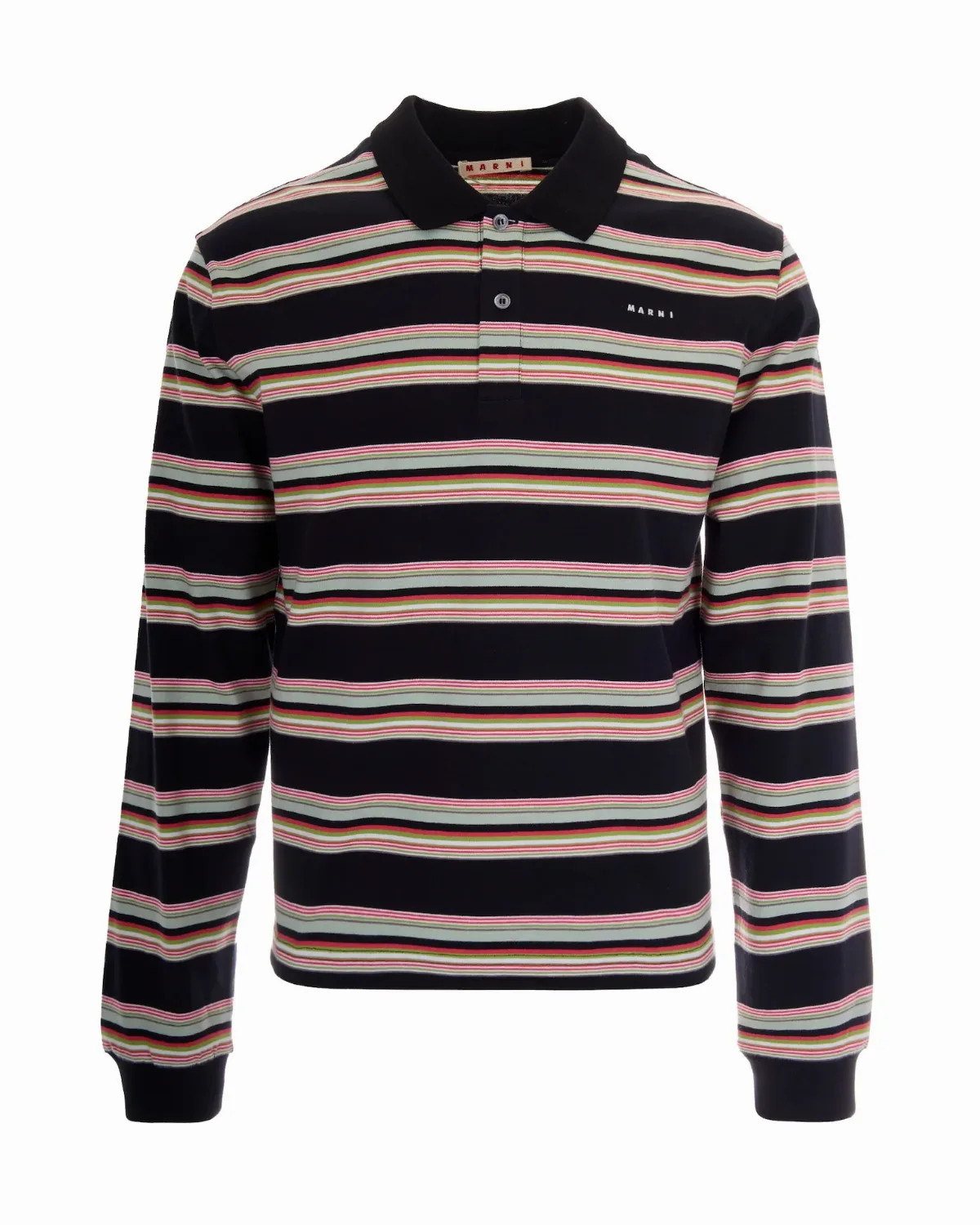 Striped Cotton Knit Polo Shirt by Marni