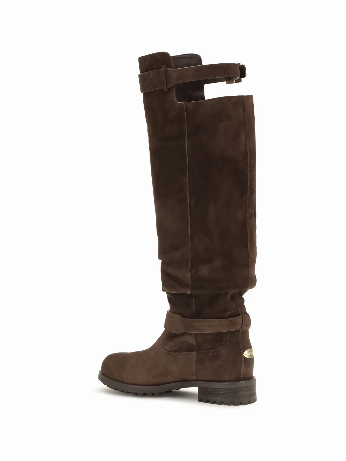 Buckle-Strap Knee-High Biker Boot by Jimmy Choo
