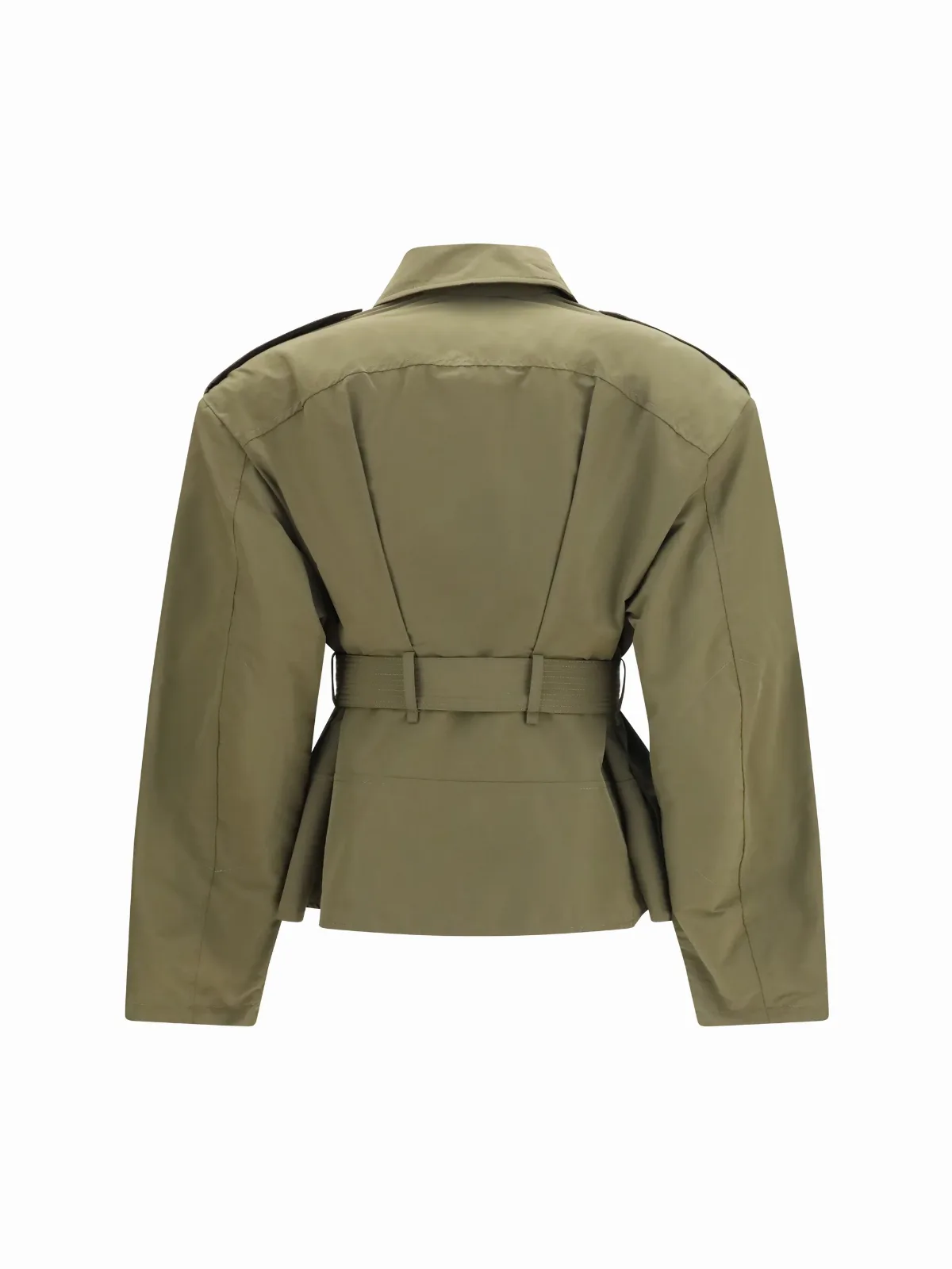 Cropped Belted High-Neck Jacket by alexander mcqueen