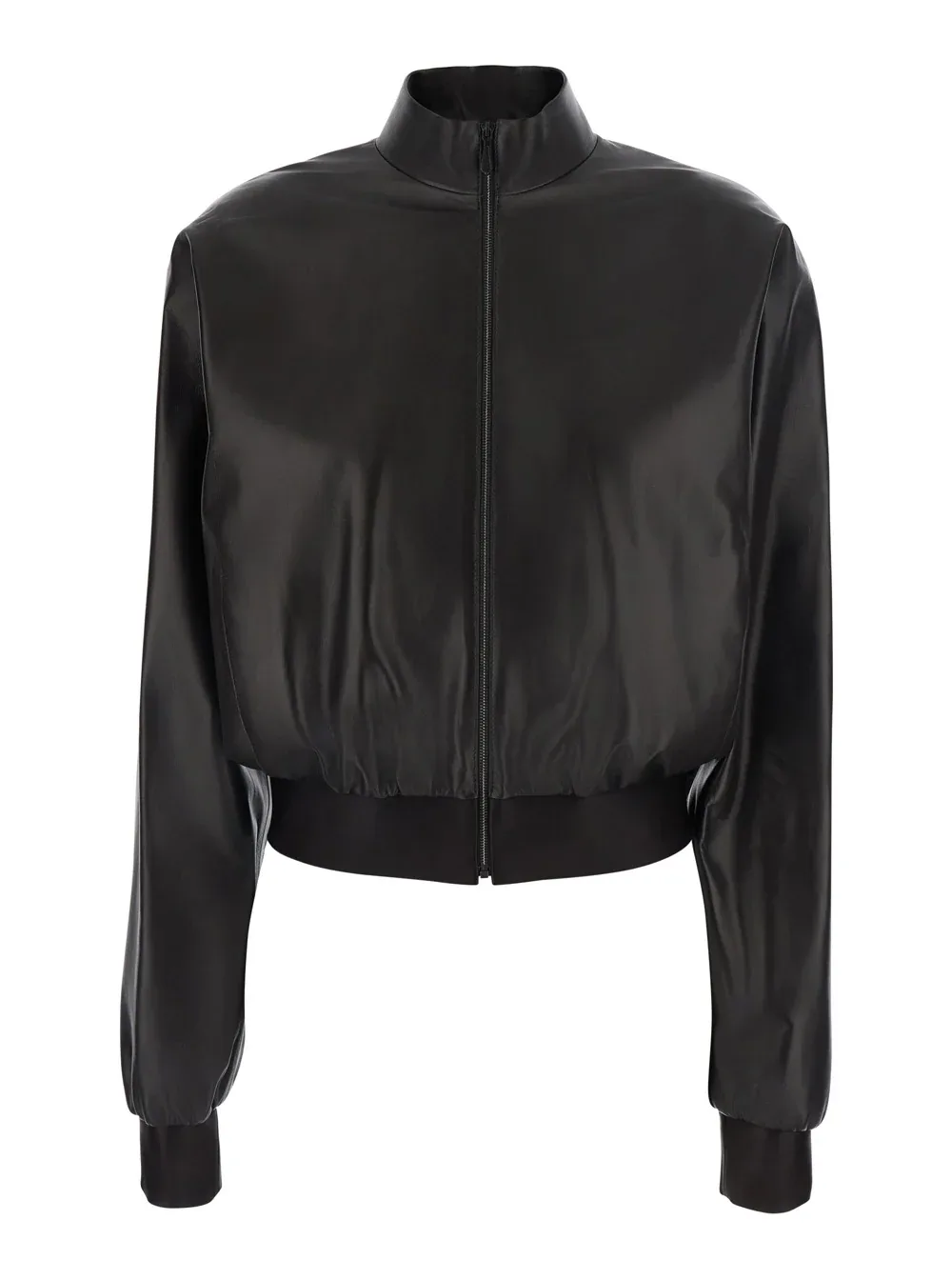 Cropped Leather Bomber Jacket by Gucci