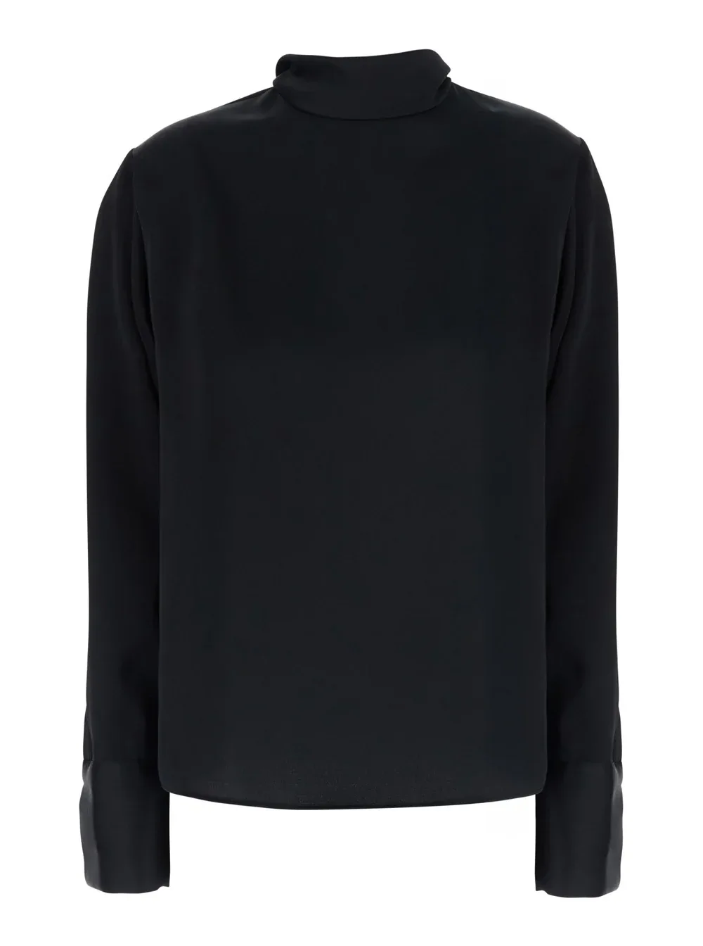 High-Neck Satin Blouse