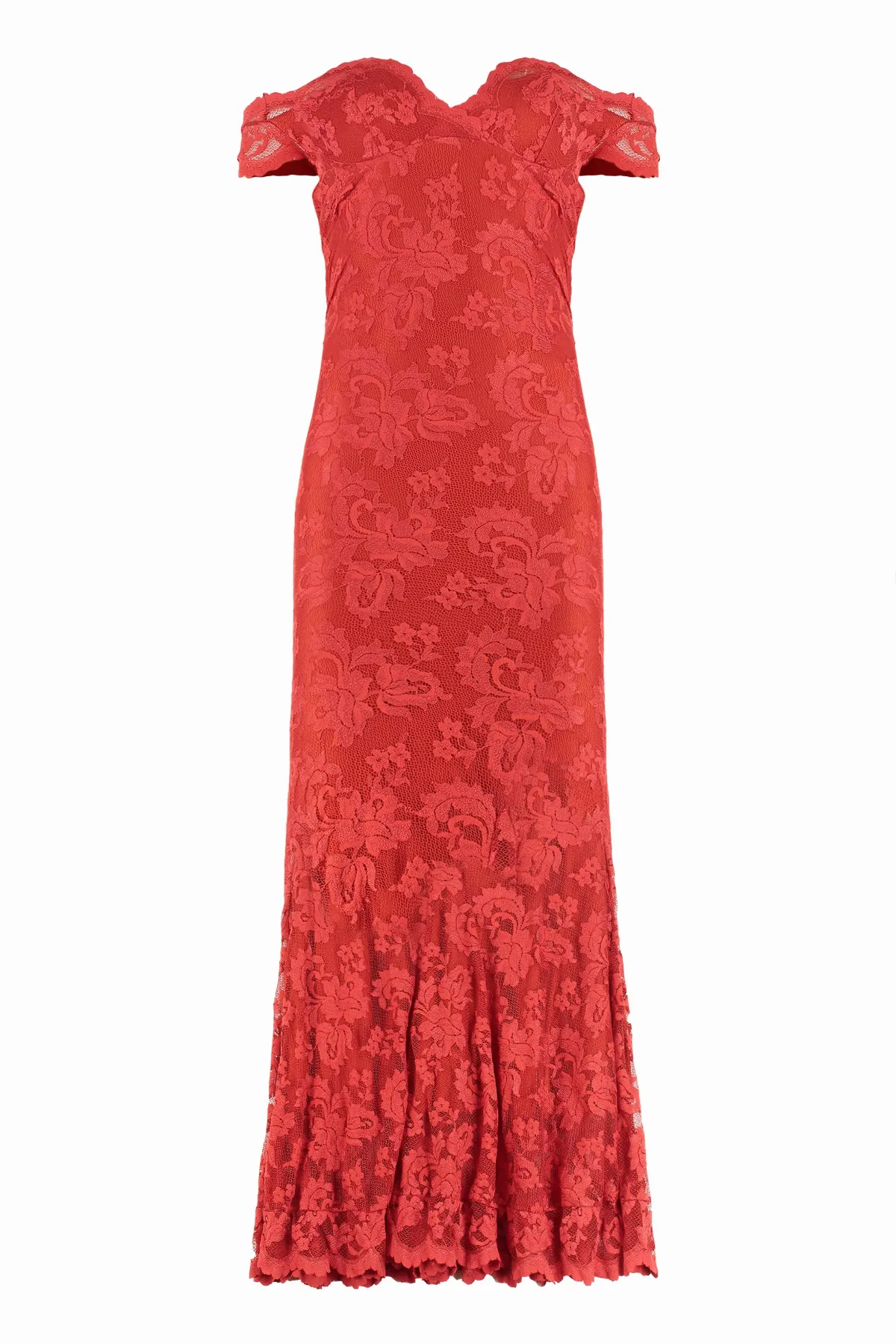 Lace Heart-Neck Dress by Balensi