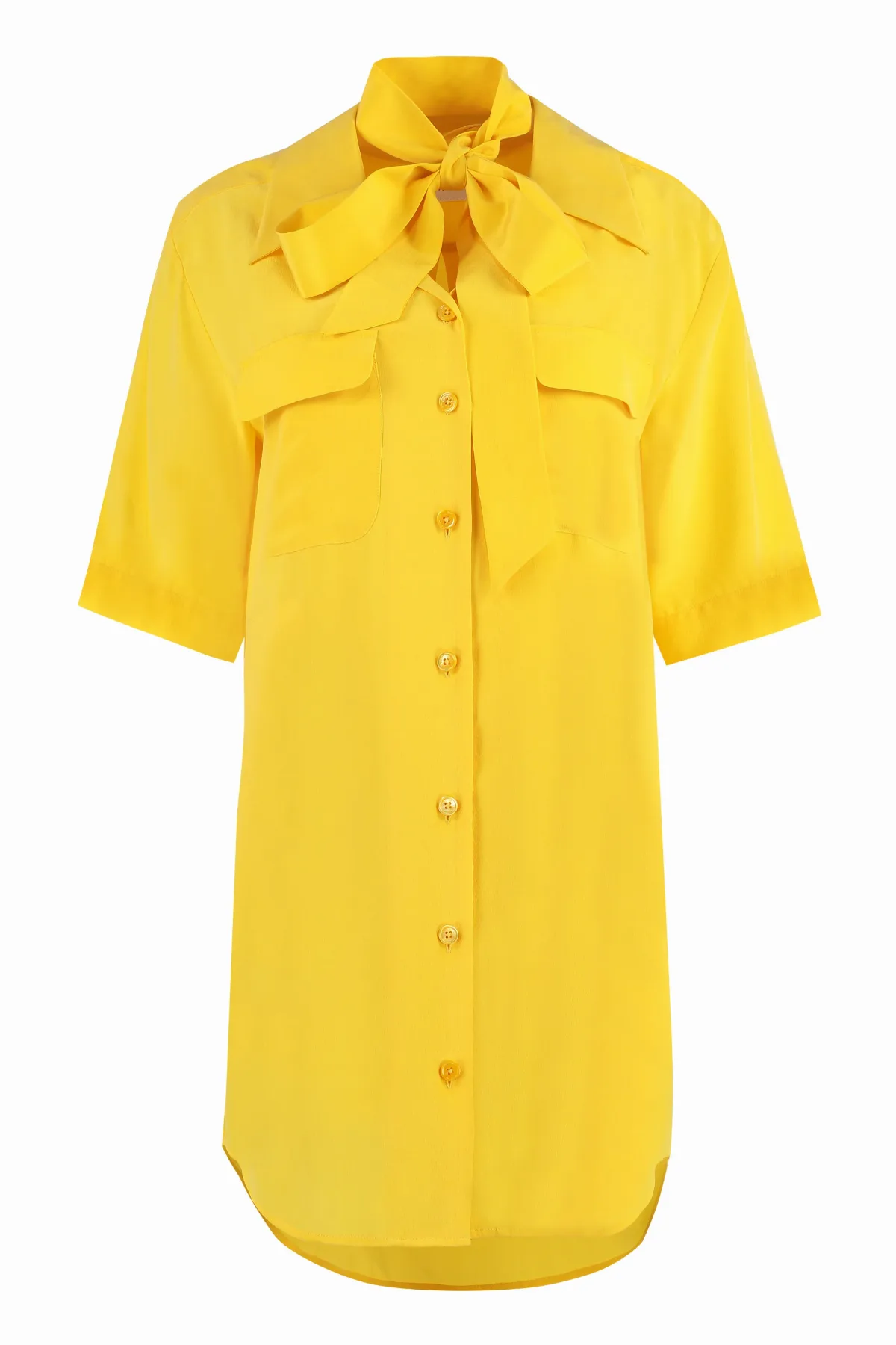 Silk Bow-Tie Collar Shirtdress by Equipment