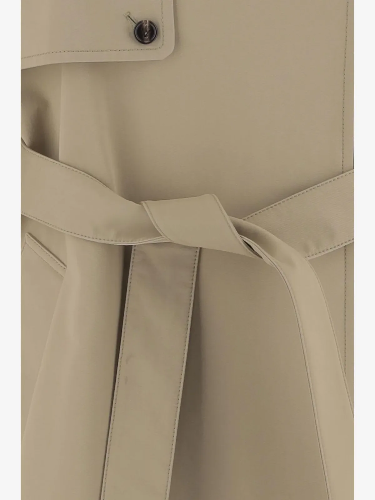 Cotton with Leather Collar Trench Coat by Bottega Veneta