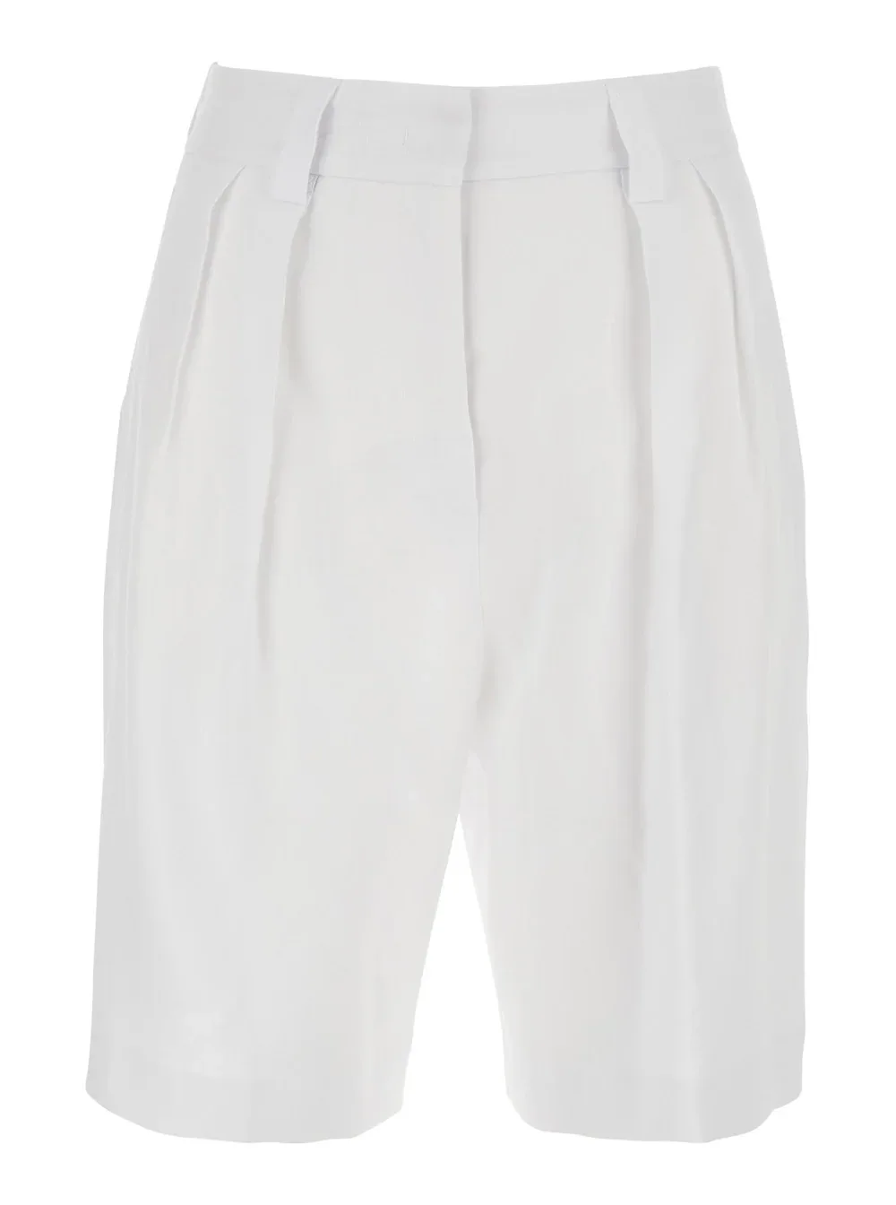 Pleated Linen Bermuda Shorts by Leplain