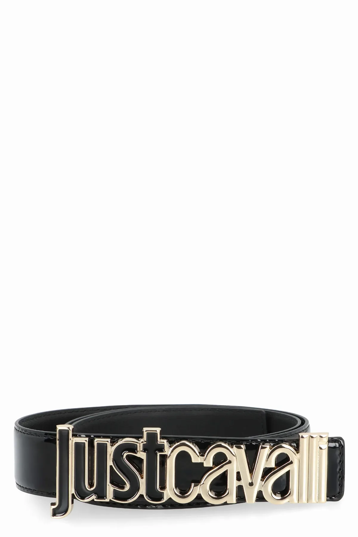 Patent Leather with Gold Logo Buckle Belt by Just Cavalli