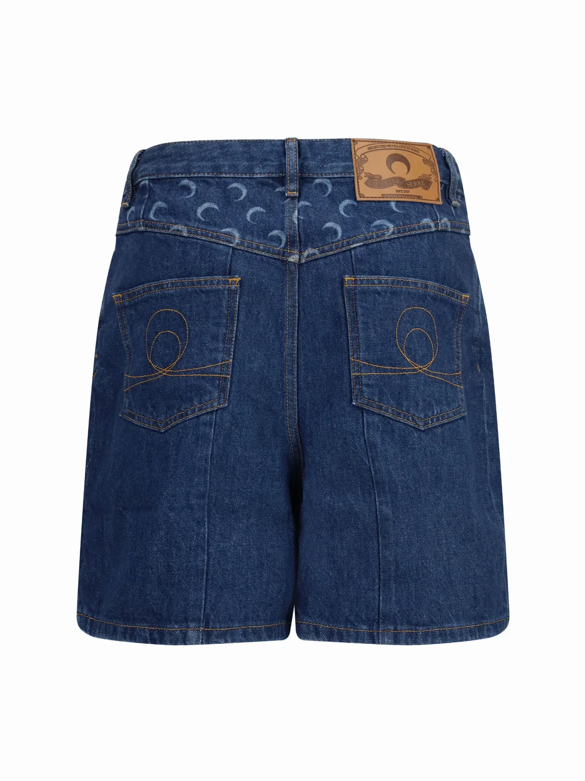 High-Waisted Straight-Leg Denim Shorts by Marine Serre