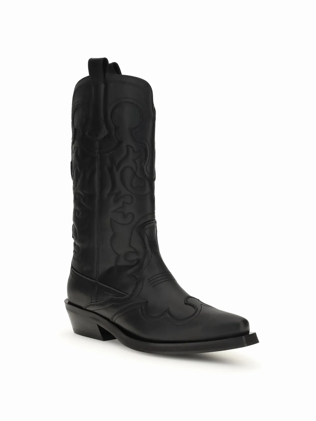 Embroidered Mid-Calf Western Boot by Ganni