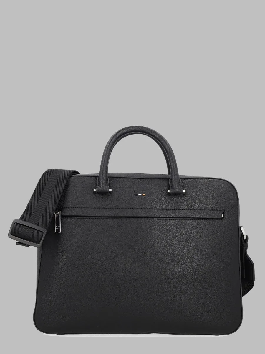 Structured Leather Document Holder Shoulder Bag by Hugo Boss