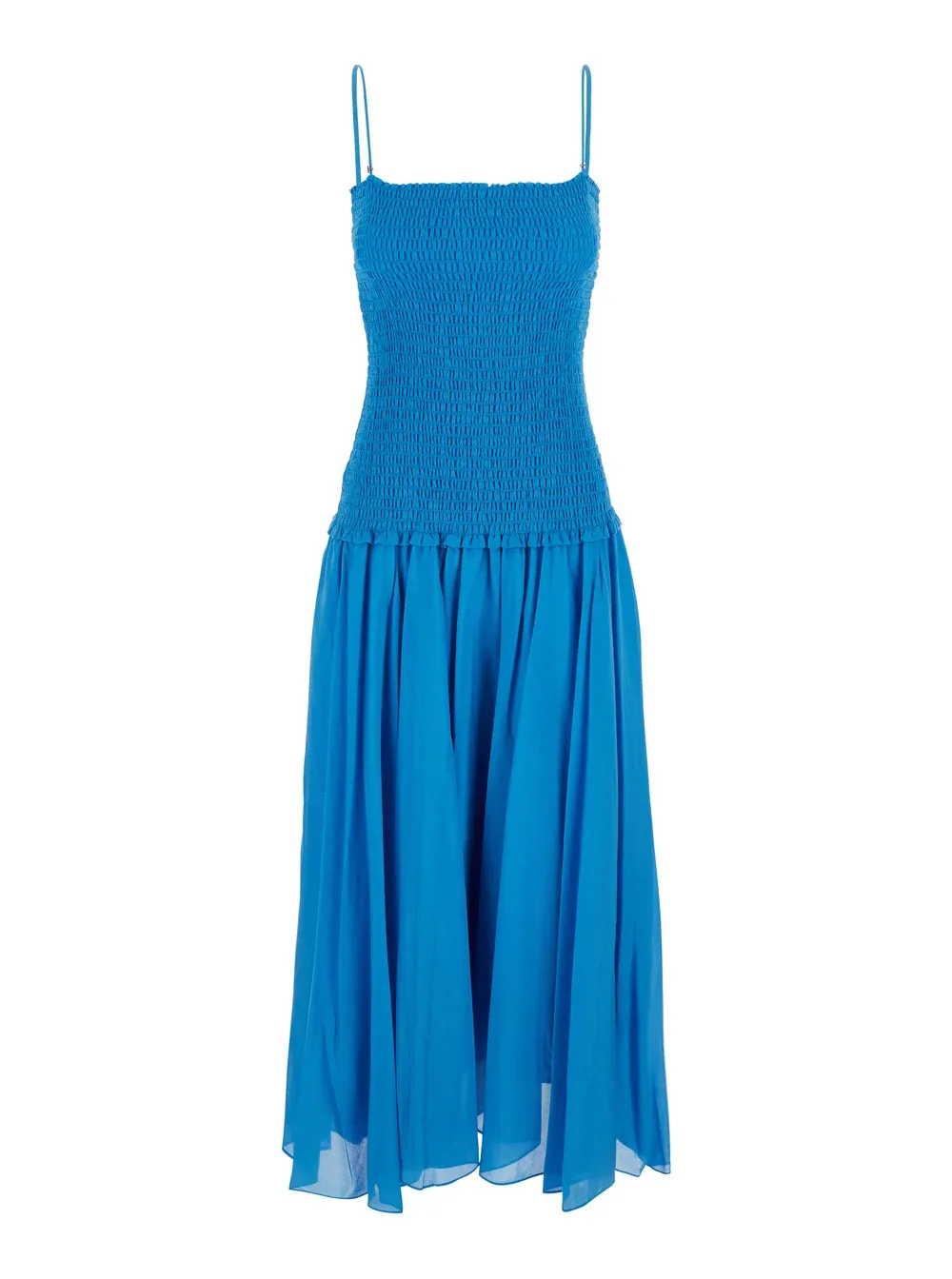 Smocked Silk-Cotton Dress by TORY BURCH