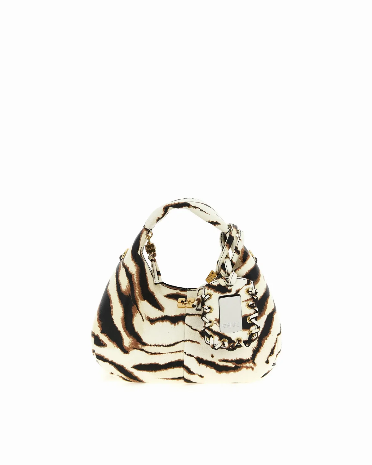 Zebra-Print Polyurethane Mini Hobo Bag by Ganni