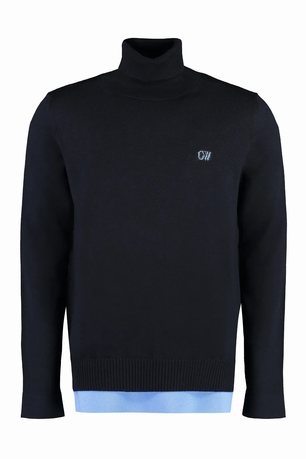 Wool with Contrast Hem Turtleneck Sweater by Off-White