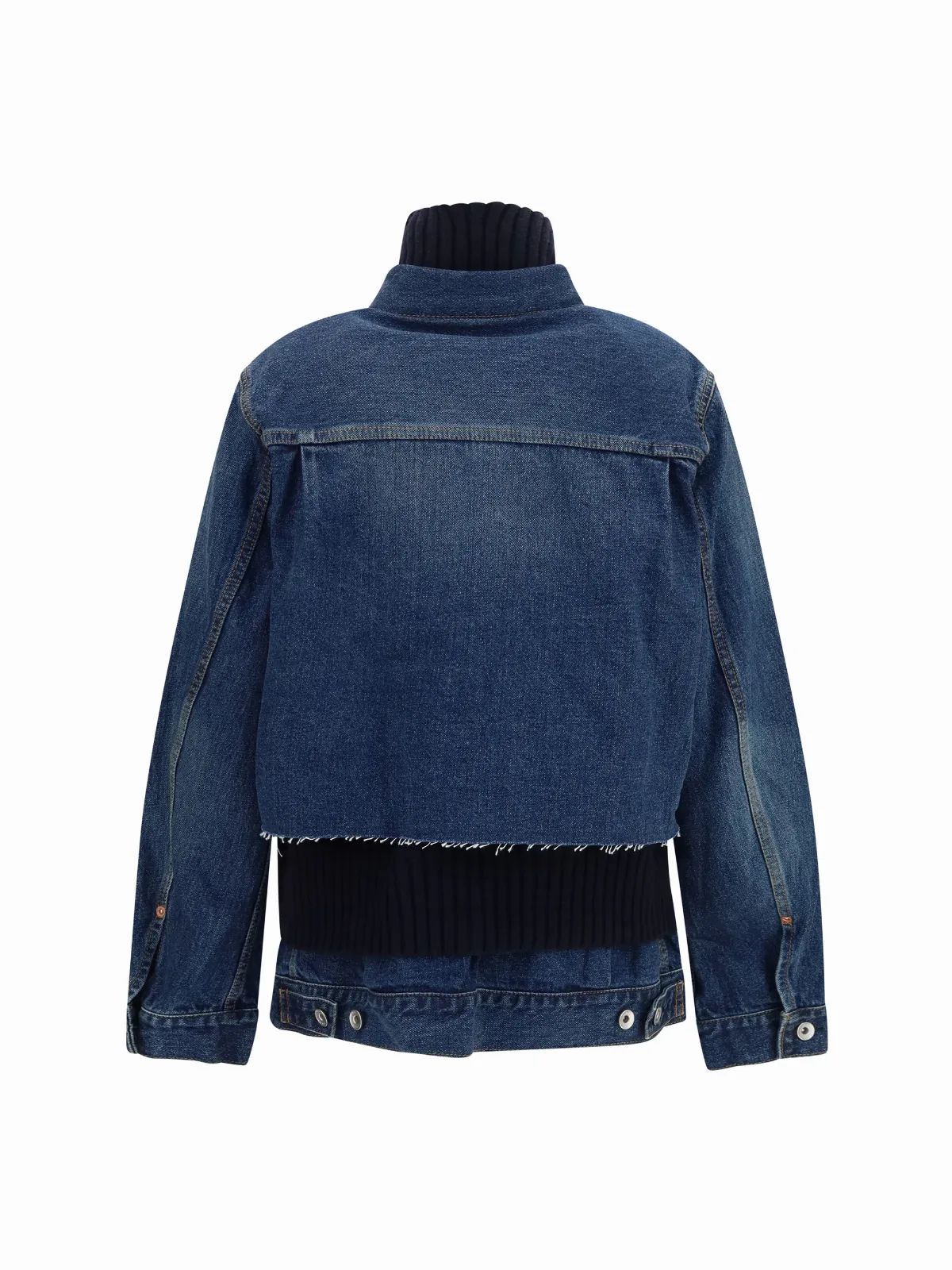 Denim with Wool Knit Layer Jacket by Sacai