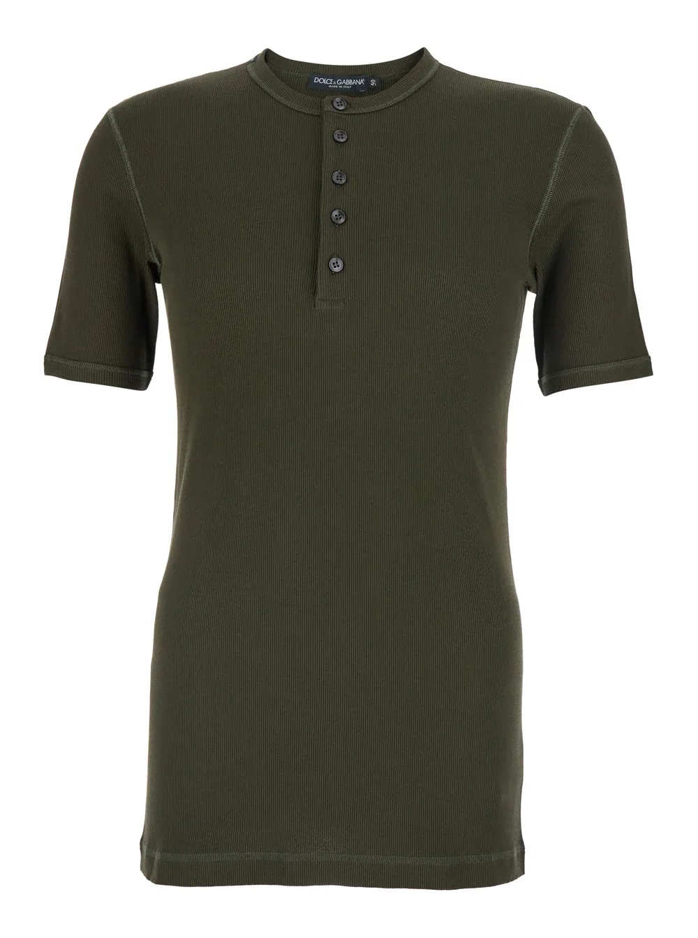 Ribbed Cotton Henley T-Shirt by Dolce & Gabbana