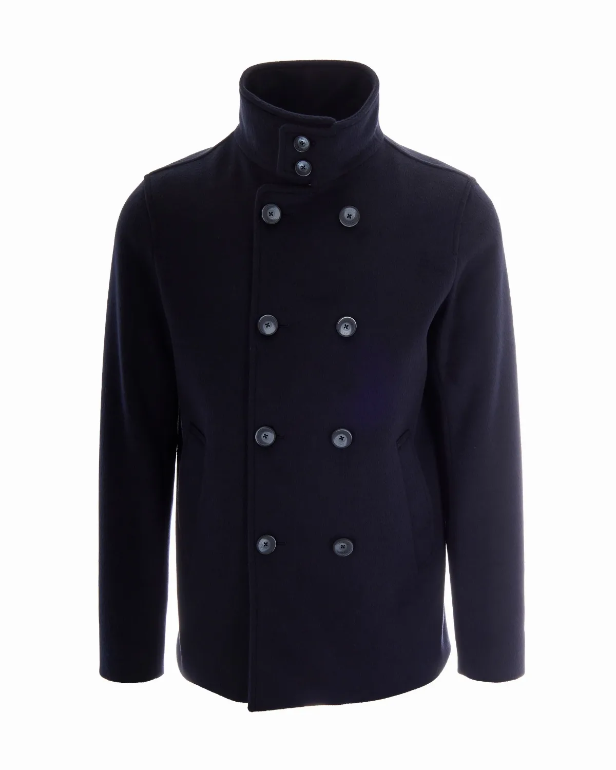 Double-Breasted High Collar Coat by Herno