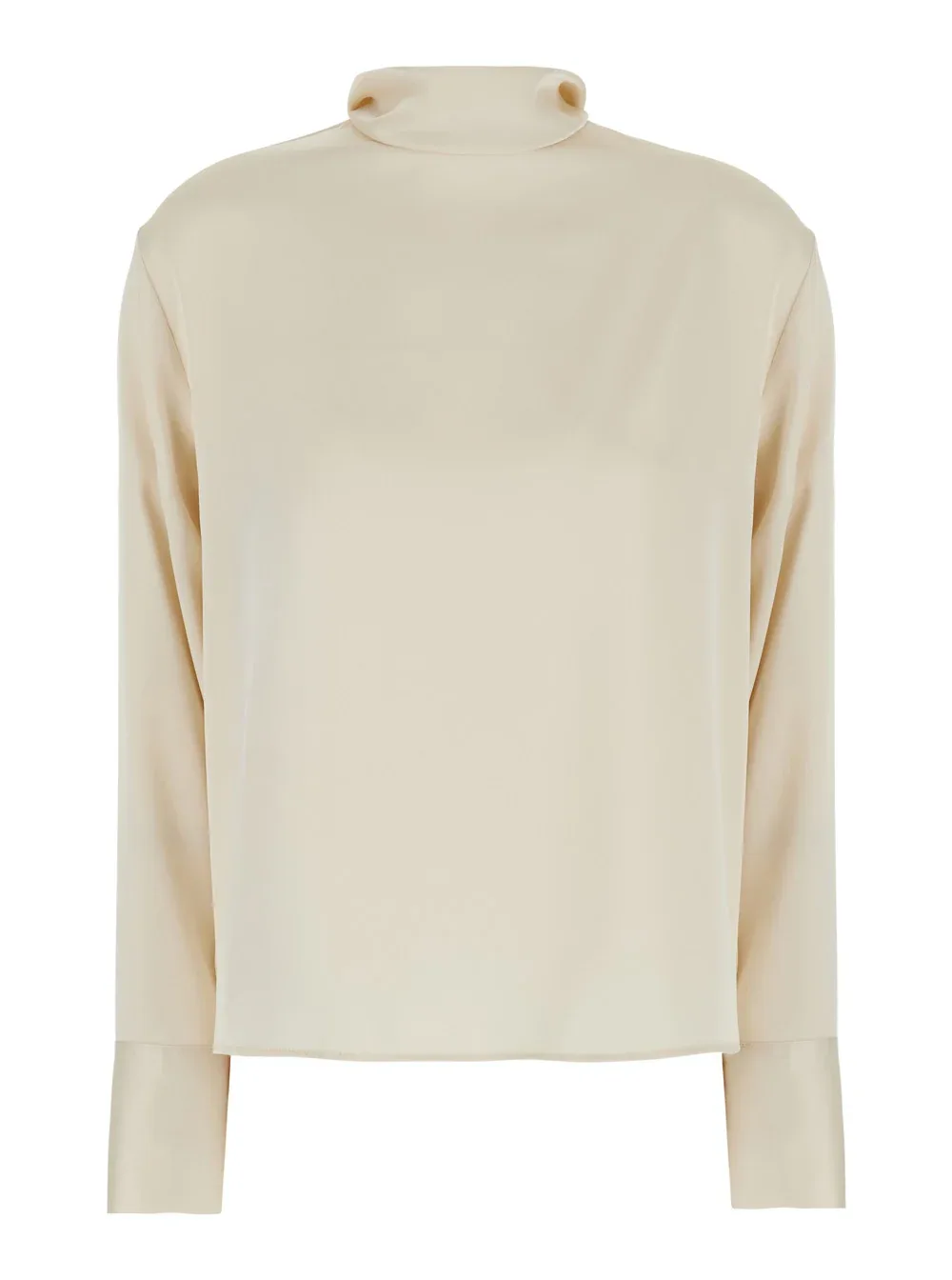 High-Neck Satin Blouse