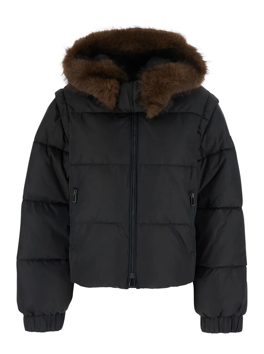 Fur-Trimmed Quilted Hood Down Jacket by pinko