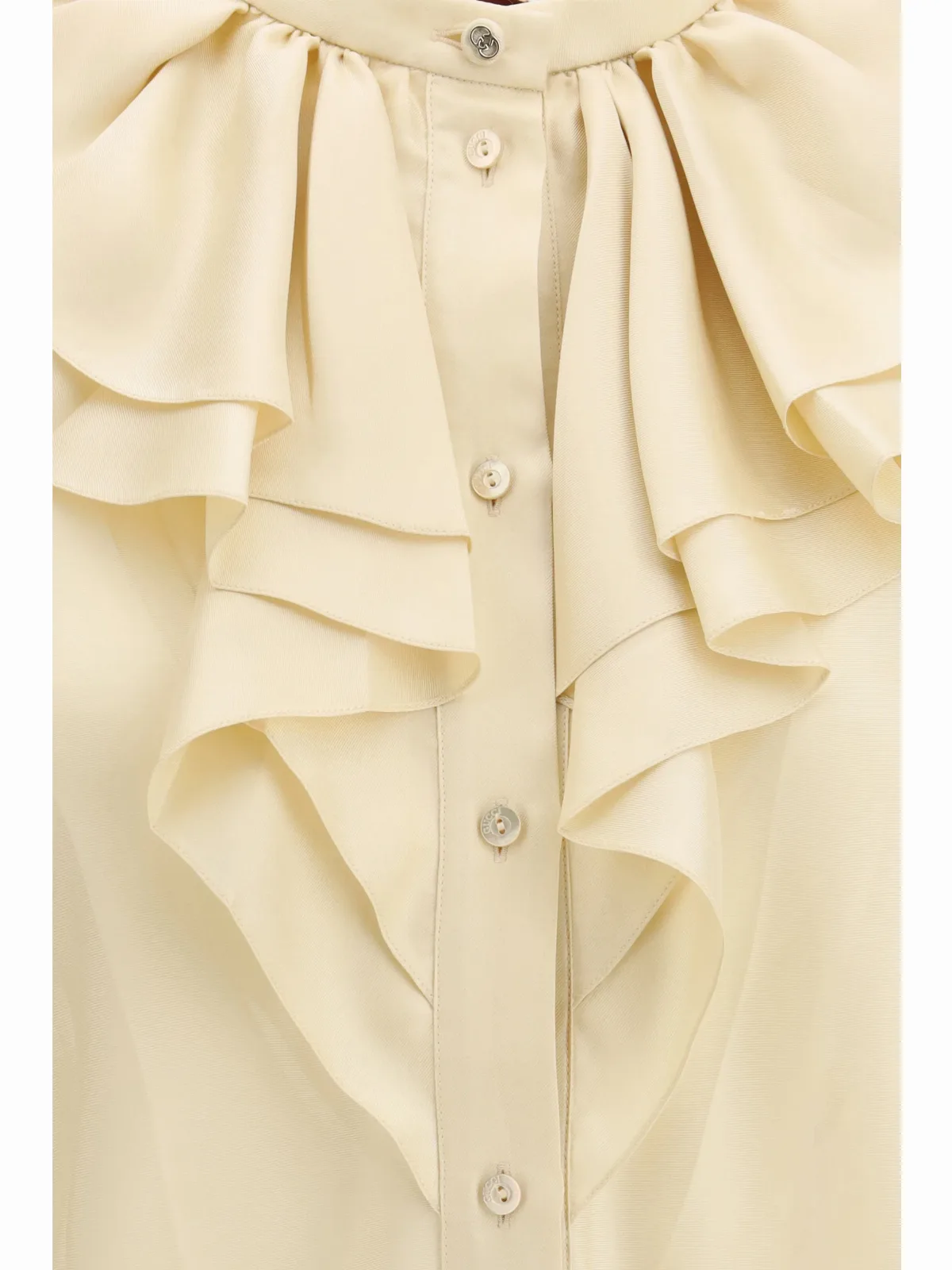 Silk Twill Ruffle-Trim Shirt by Gucci