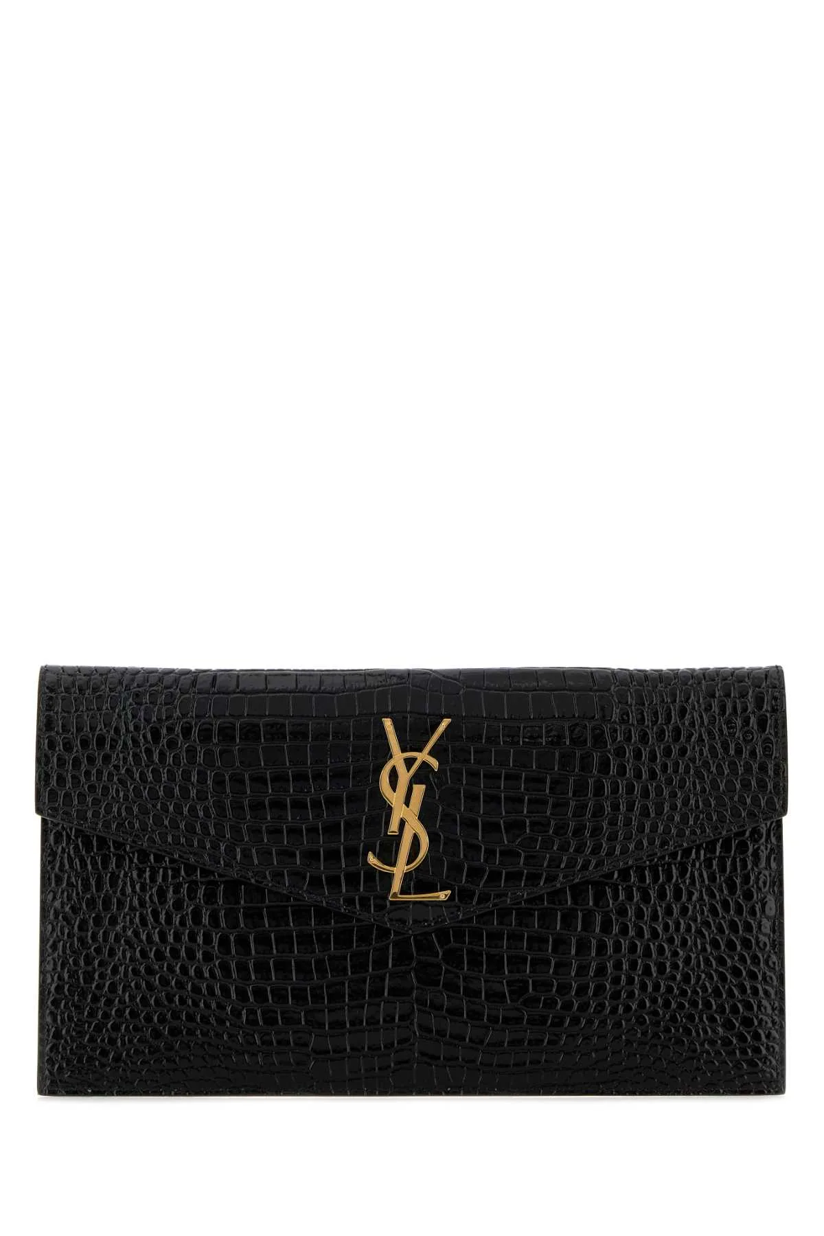 Black Leather Uptown Clutch
