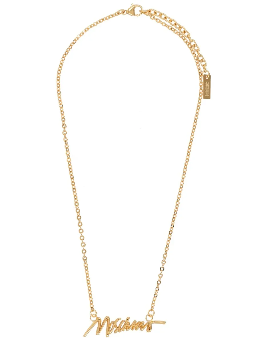 Logo Brass Necklace by Moschino