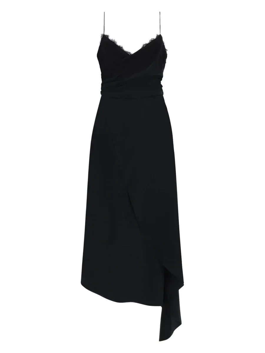 Lace-Trimmed Acetate Silk Midi Dress by Moschino