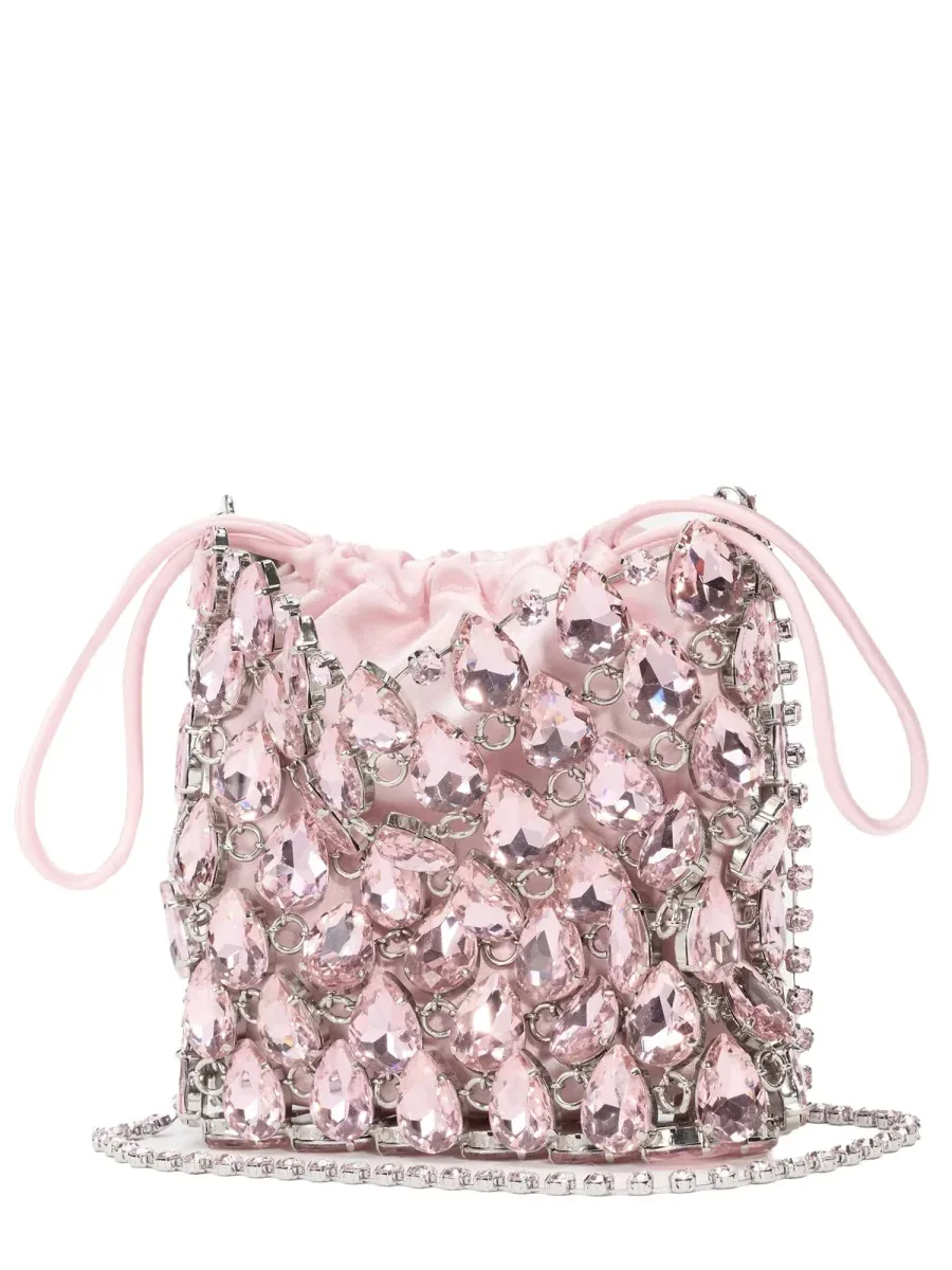 Crystal-Embellished Metallic Knit Mini Bag by Self-Portrait