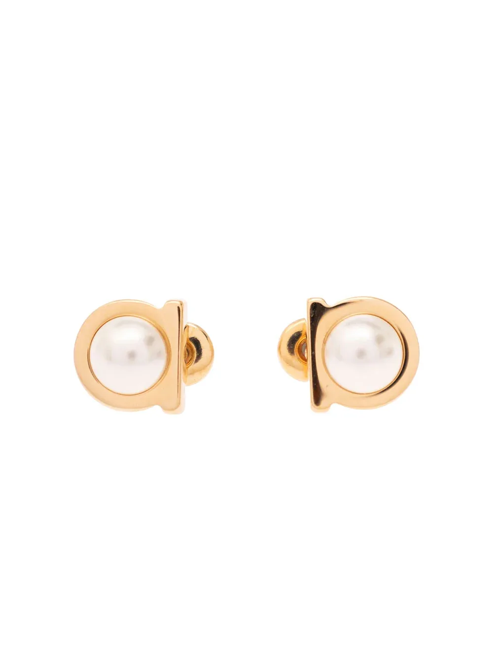 Pearl & Brass Hook Earrings by Ferragamo