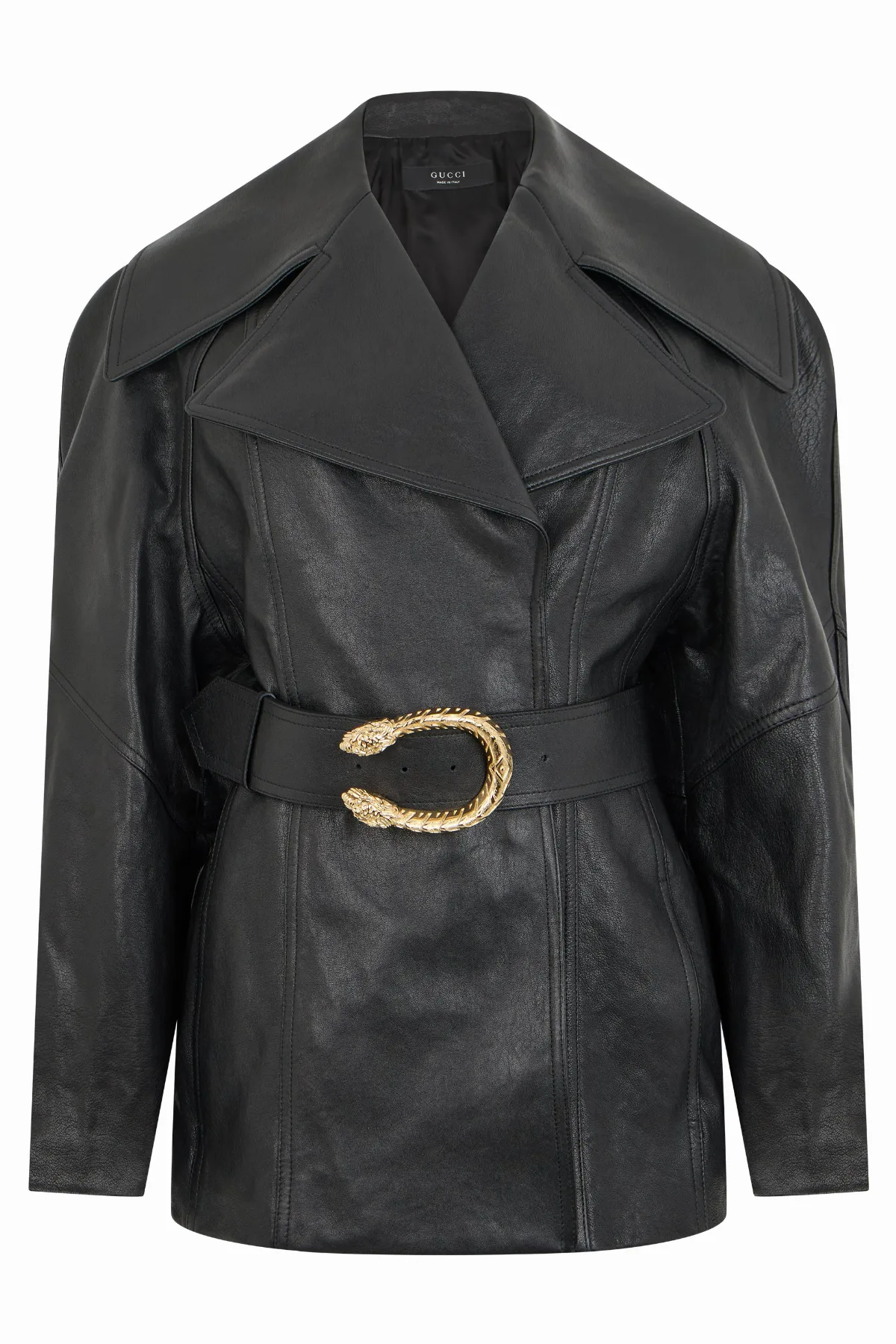 Knotted Belt Leather Jacket by Gucci