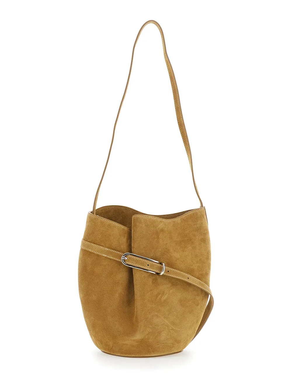 Suede with Buckle Detail Crossbody Bag by Liffner
