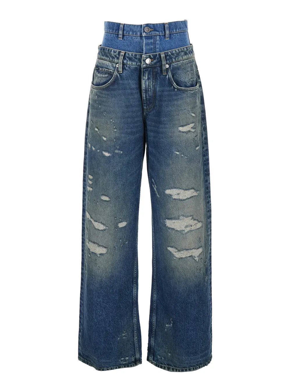 Layered Design Distressed Jeans by Dolce & Gabbana