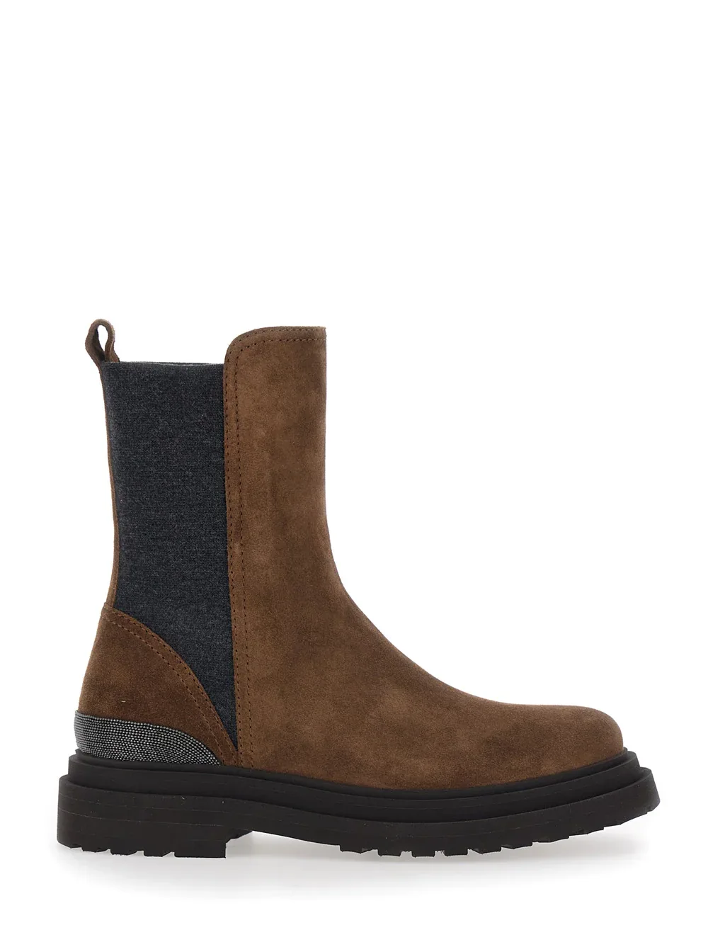 Monile-Accented Suede Ankle Boot by BRUNELLO CUCINELLI