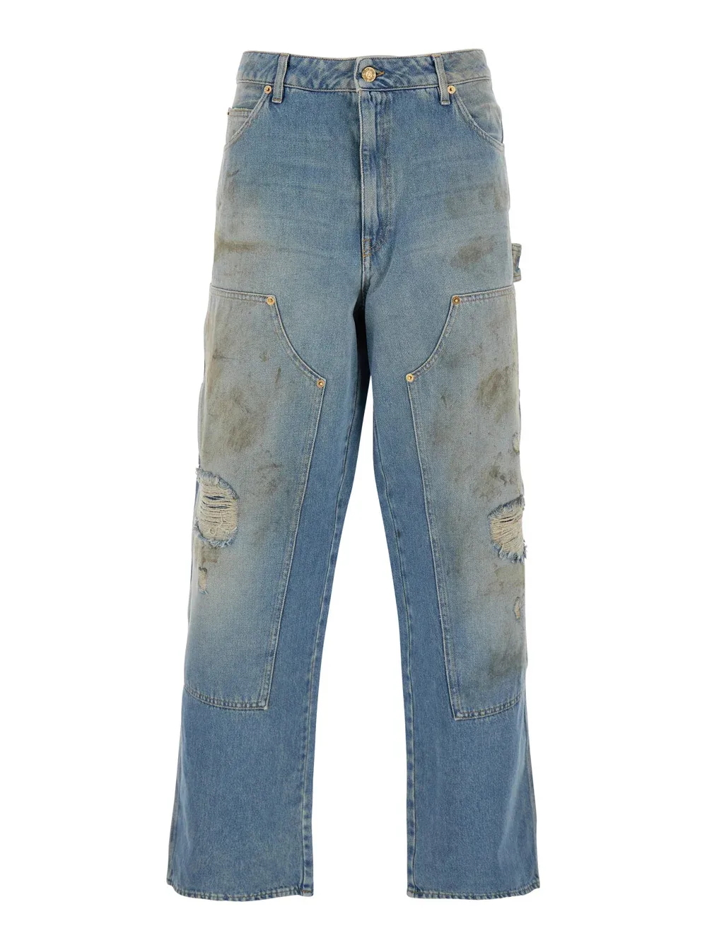 Ripped Distressed Cotton Jeans by Golden Goose