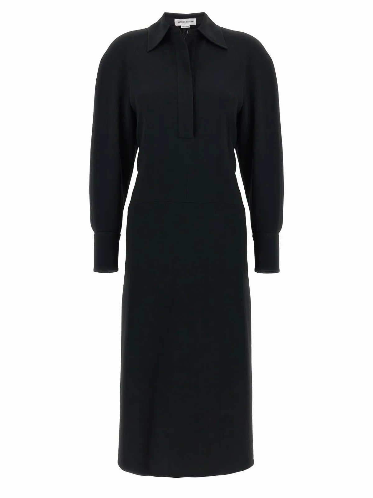 long Sleeve Polo Collar Midi Dress