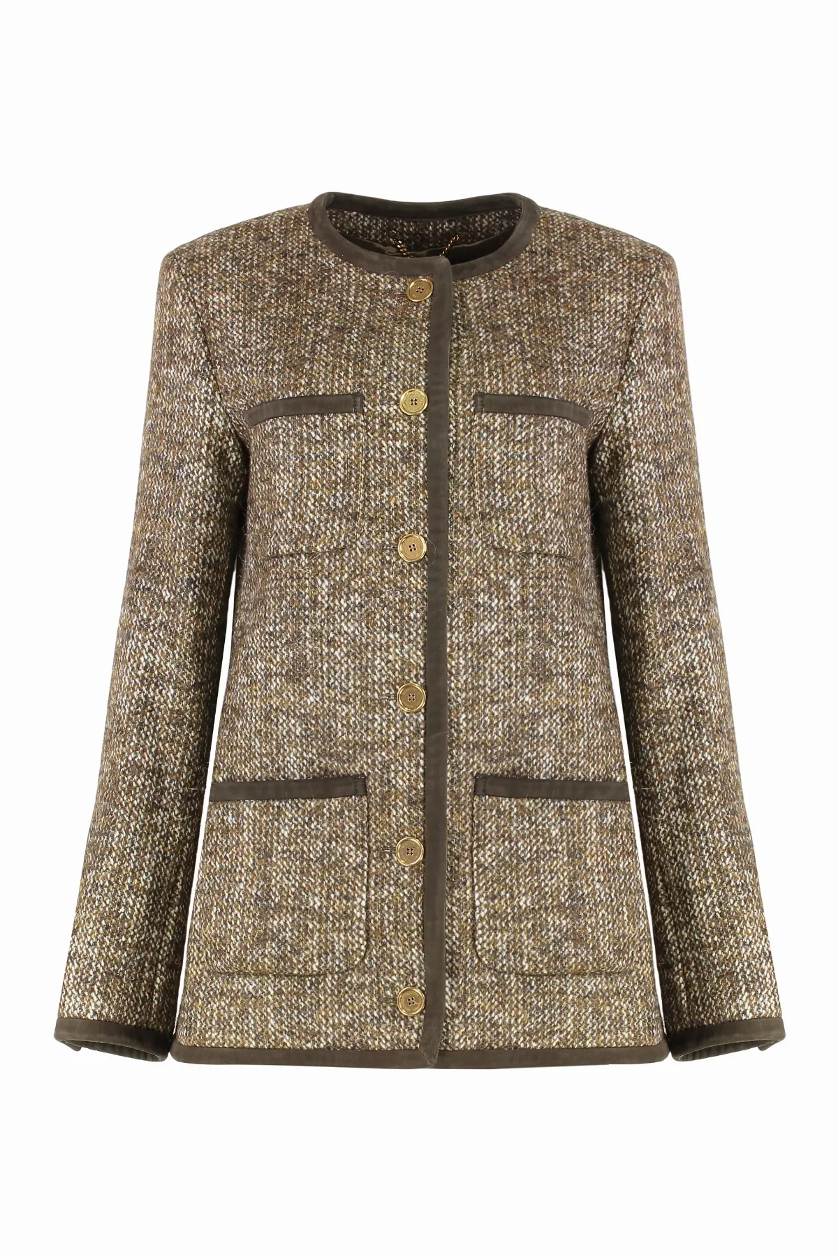 Tweed with Suede Trim Jacket by Golden Goose