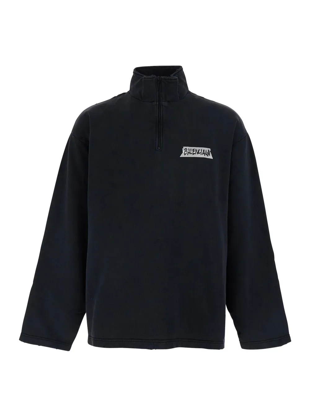 Logo High-Neck Zip Cotton Sweatshirt by Balenciaga