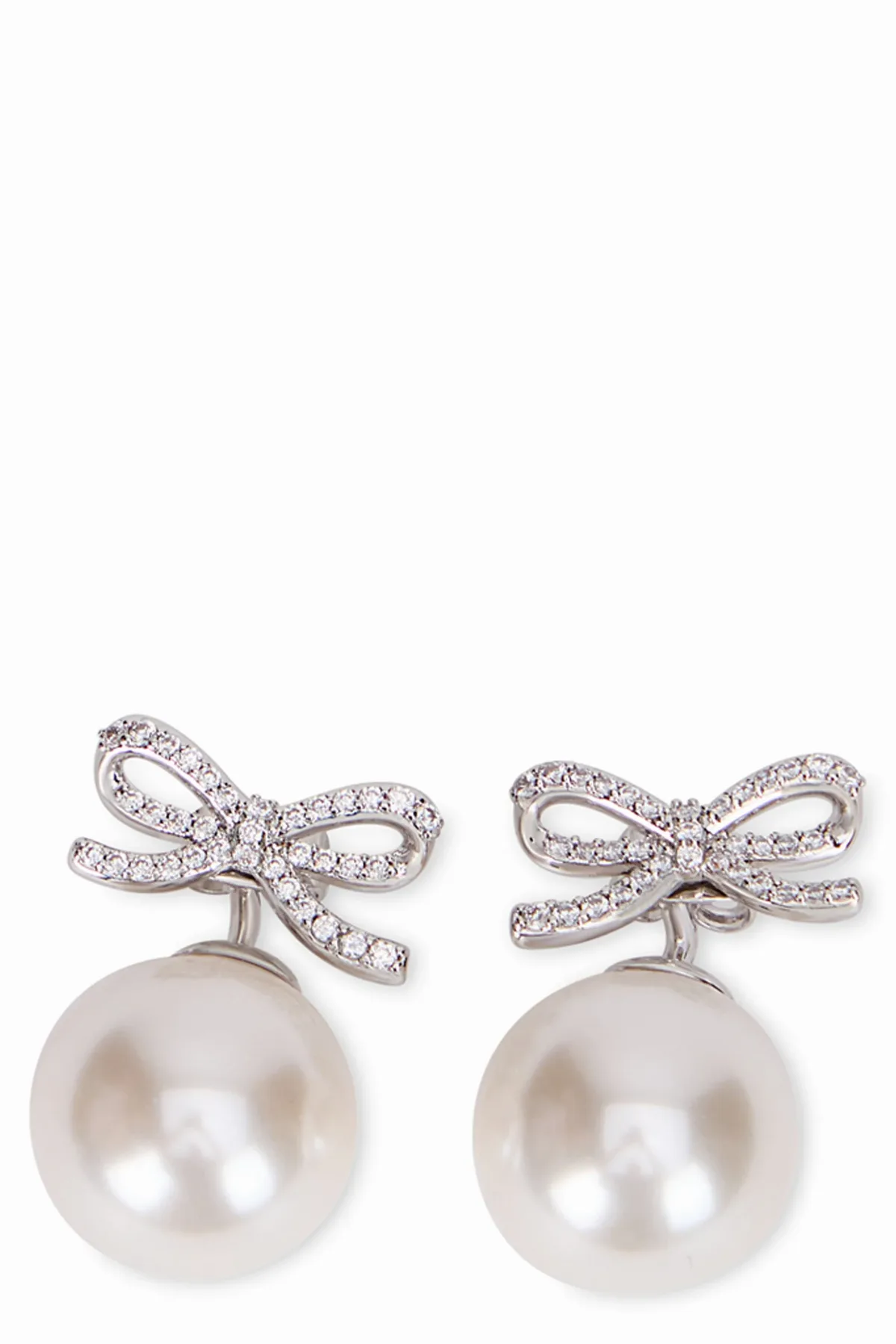 Crystal Bow Button Earrings by Self-Portrait