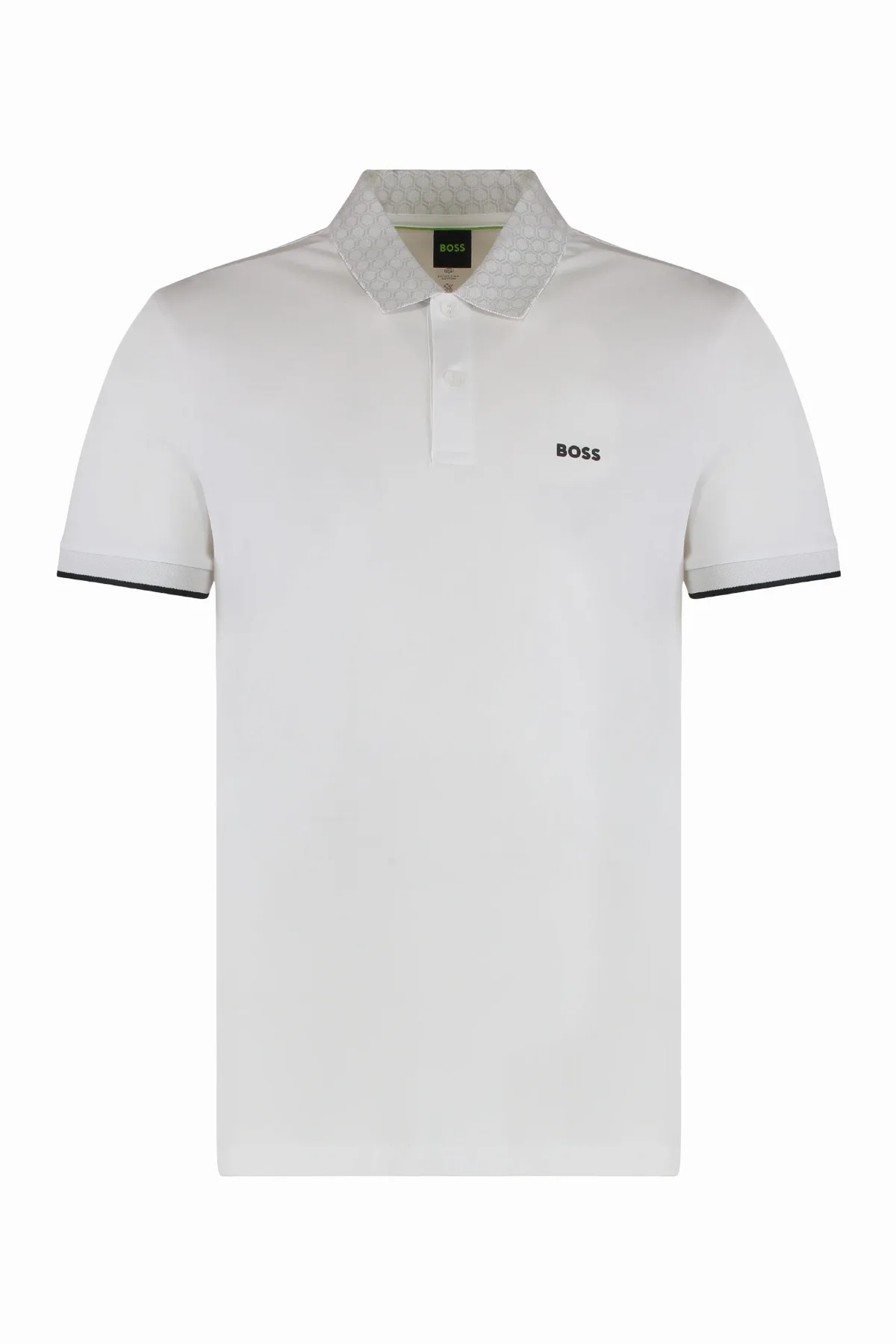 Hexagonal-Collar Elastic Cotton Piqué Polo by Hugo Boss