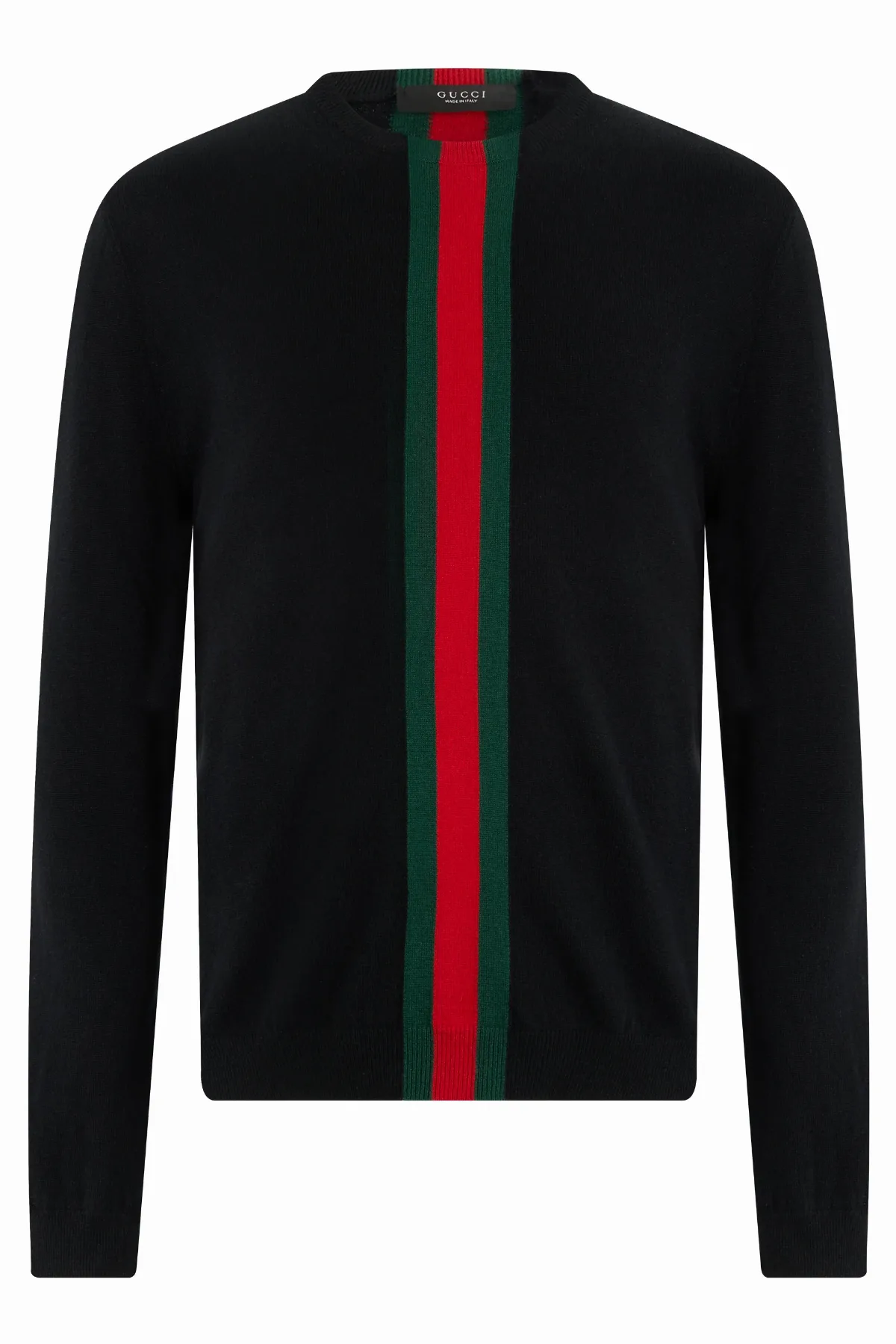 Cashmere Crew Neck with Web Stripe Sweater by Gucci