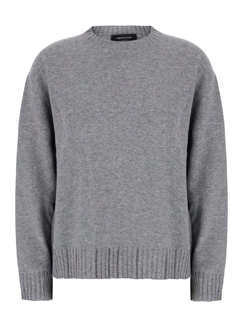 Wool-Silk-Cashmere Crew Neck Sweater by Fabiana Filippi