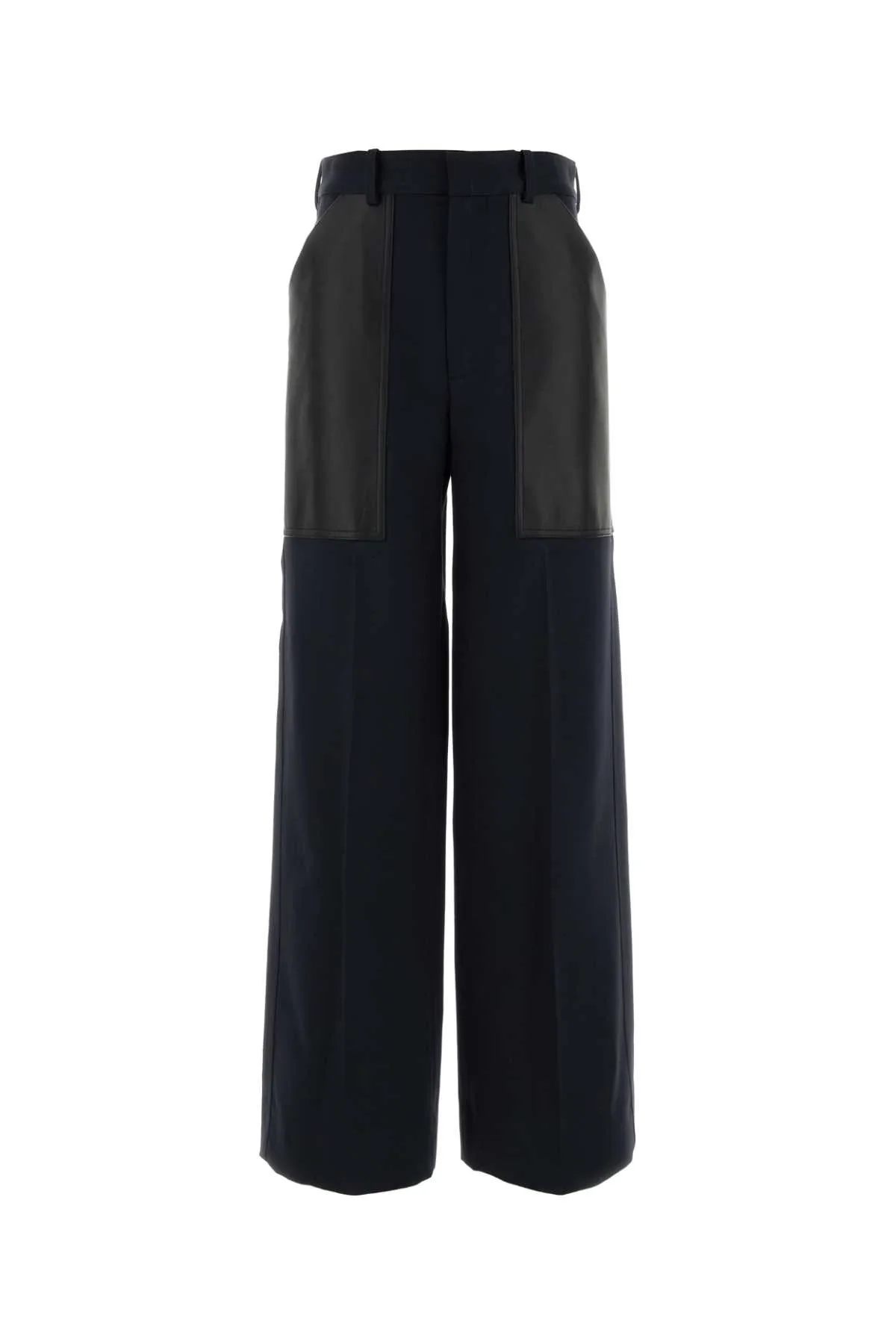 Dark Blue Wool And Cotton Palazzo Pant