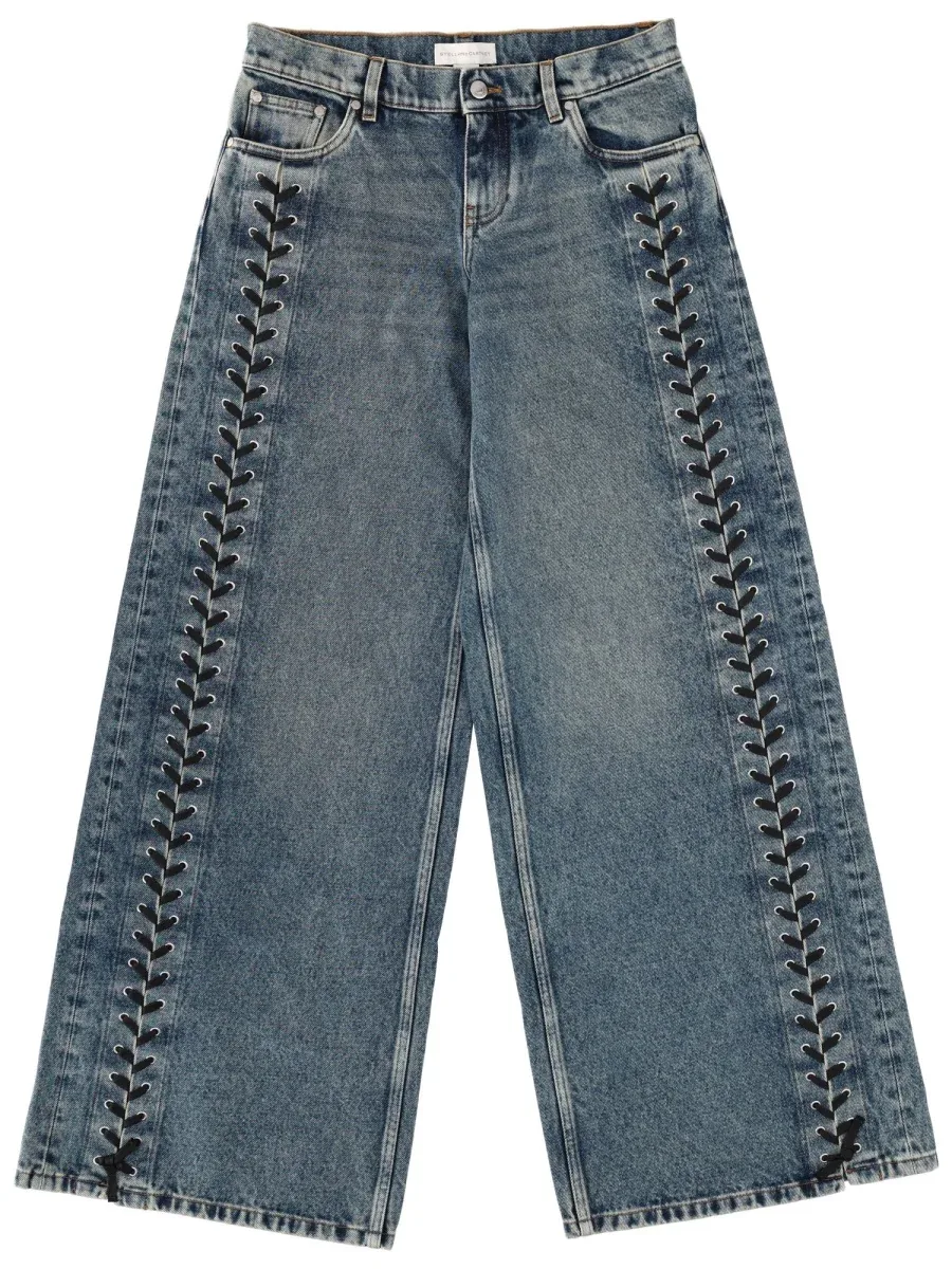 Lace-Trimmed Wide-Leg Jeans by Stella Mccartney