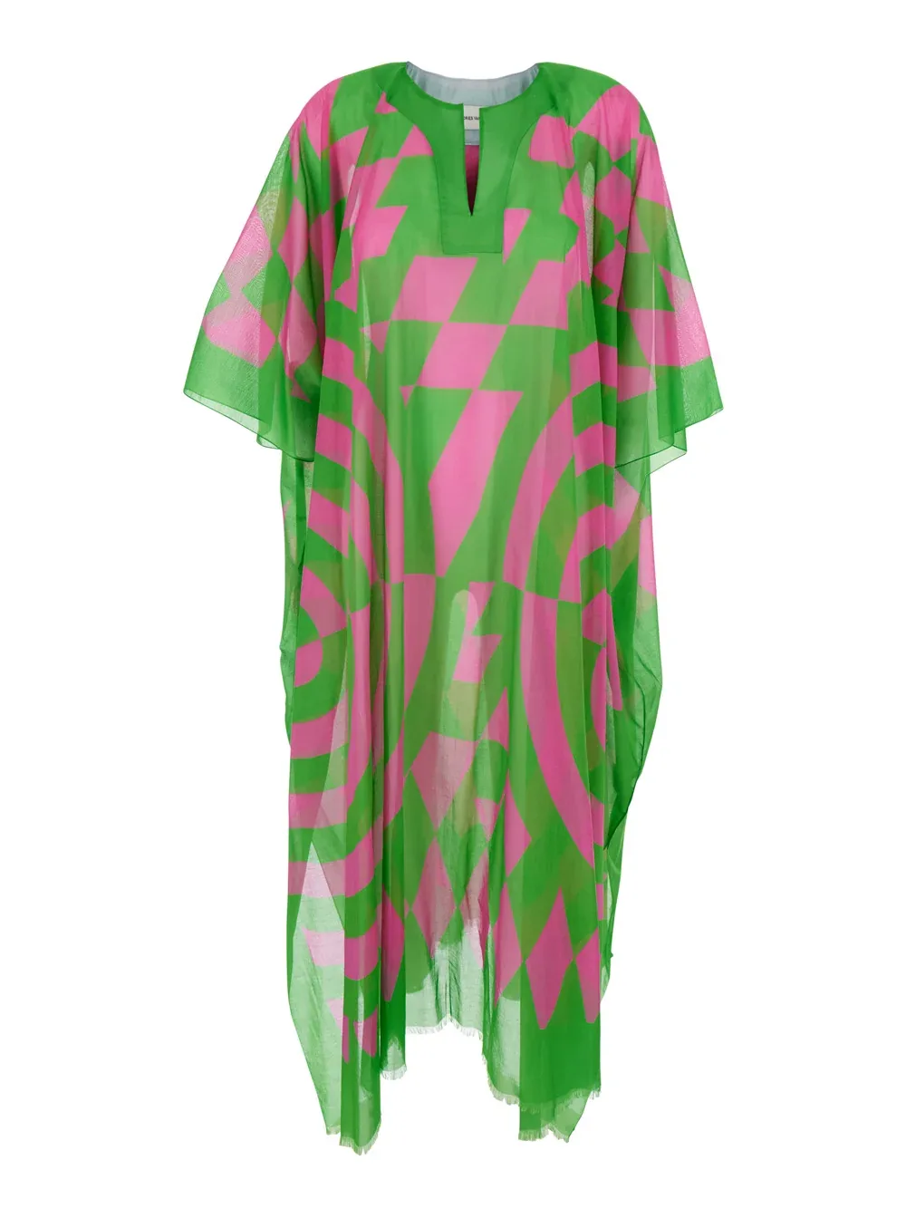 Geometric Print V-Neck Caftan by Dries Van Noten
