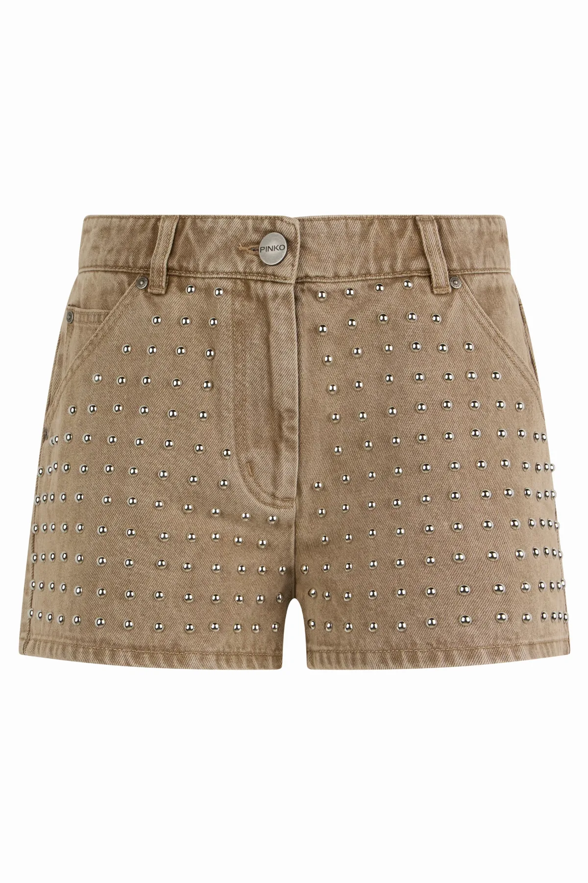 Stud-Embellished Denim Shorts by pinko