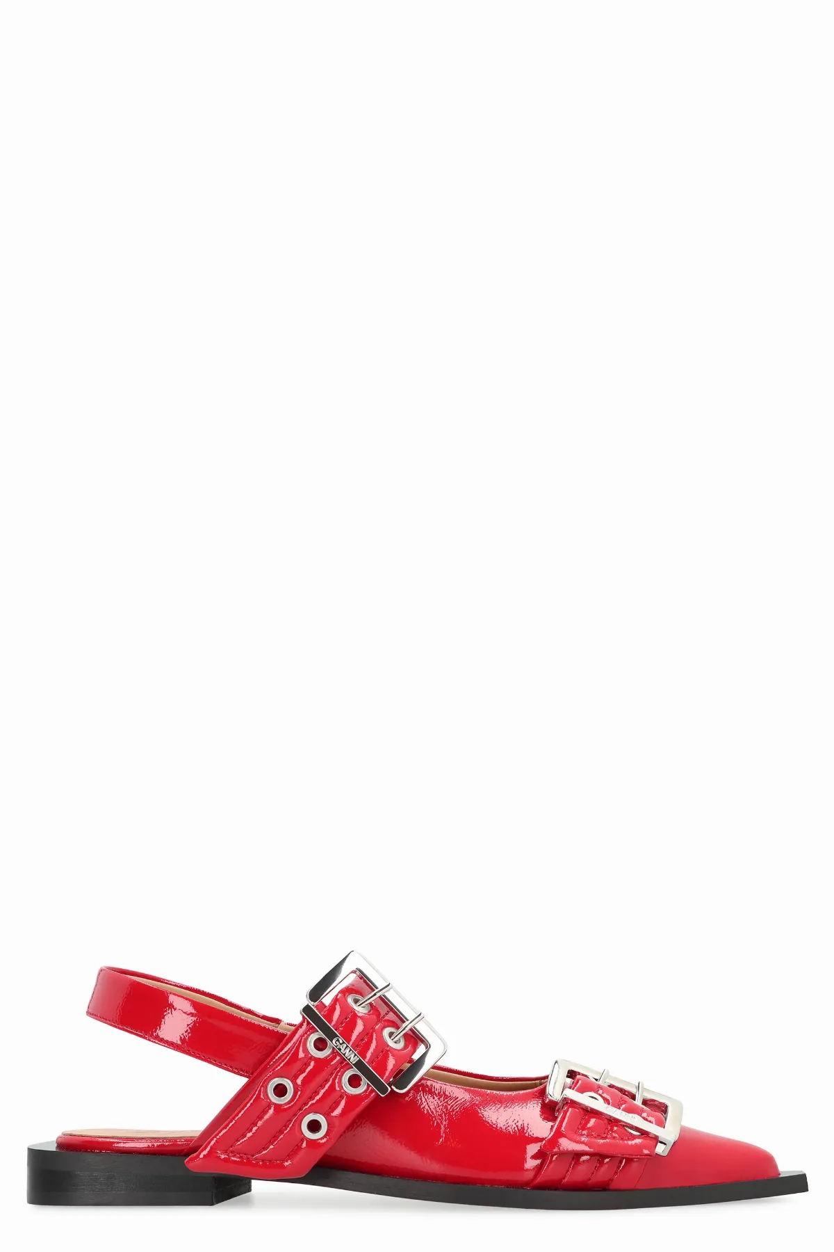 Buckle-Detailed Slingback Flat by Ganni