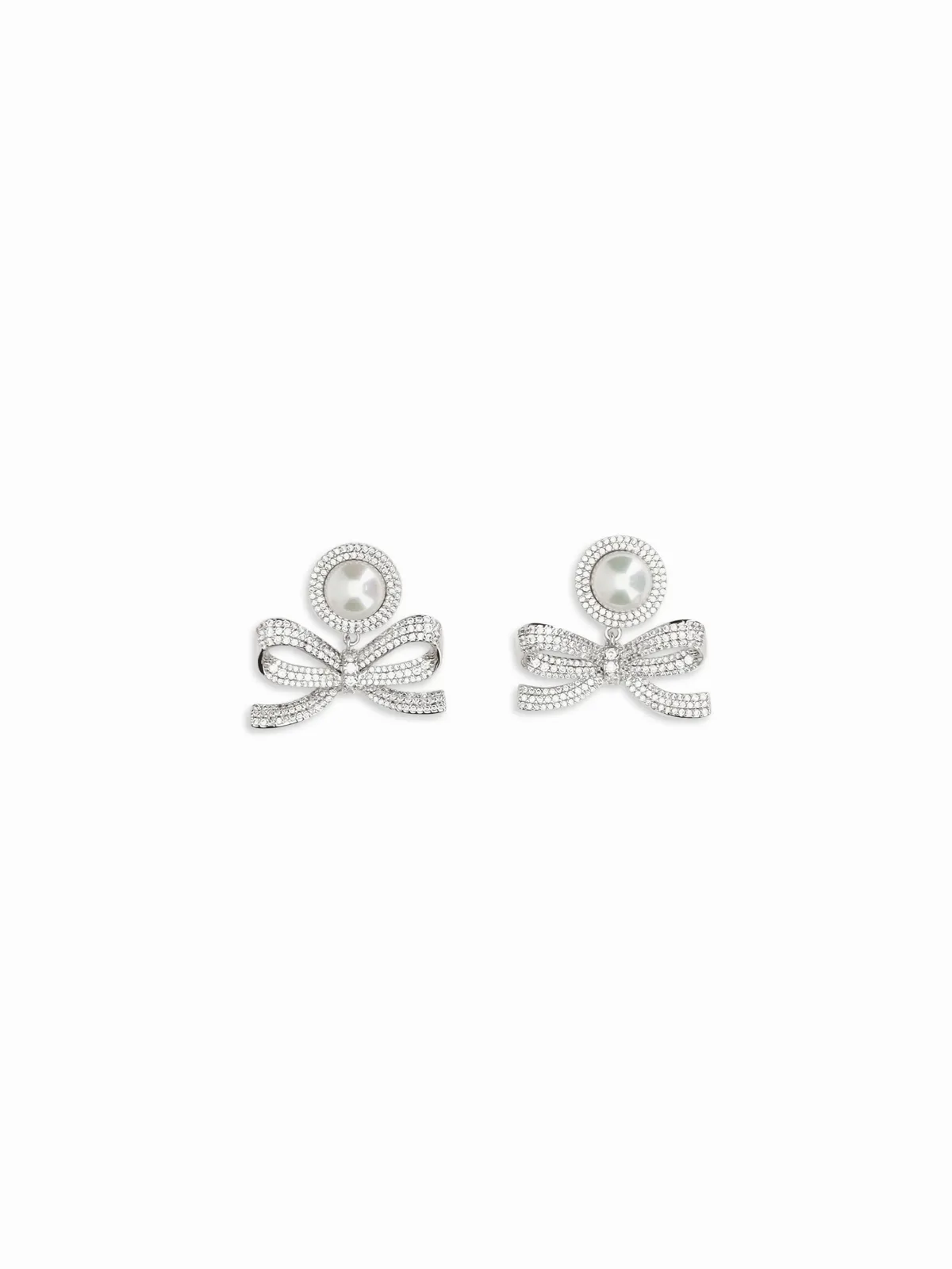 Pearl Bow Drop Earrings by Self-Portrait